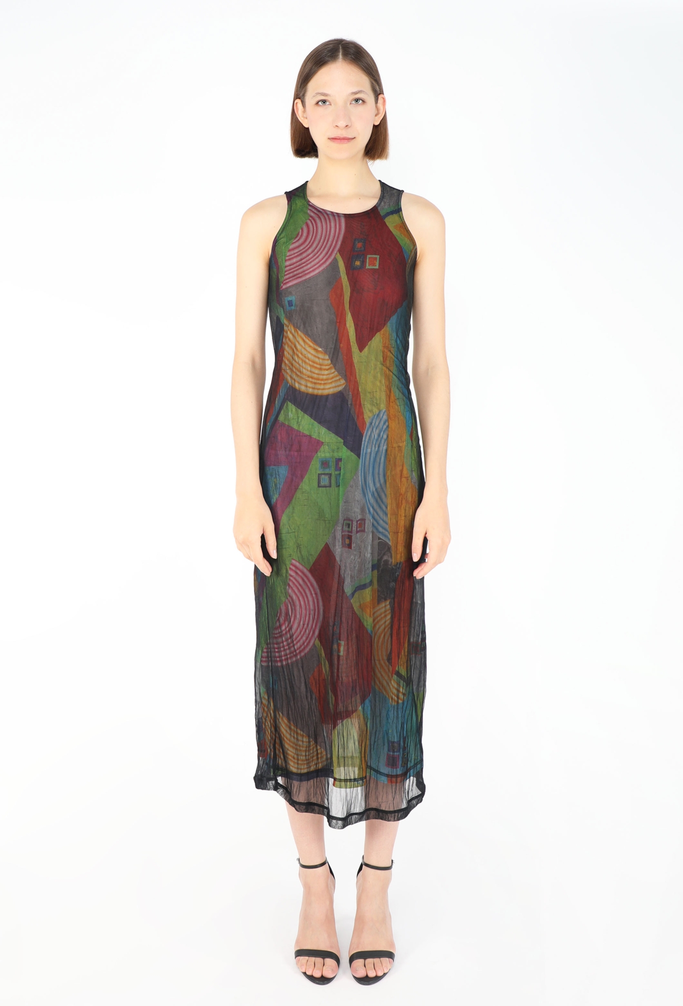 1997 Graphic Mesh Overlay Dress - Yohji Yamamoto | ReSee 1997 Graphic Mesh Overlay Dress - Yohji Yamamoto | ReSee