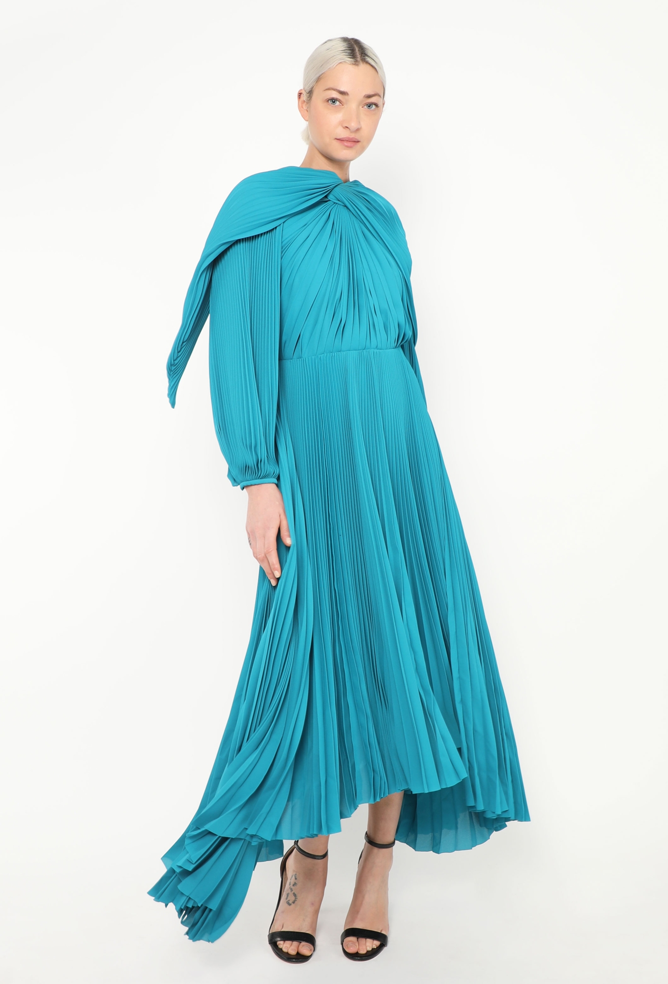 balenciaga pleated dress S/S 2022 Asymmetrical Pleated Dress - Balenciaga | Authentic & Vintage