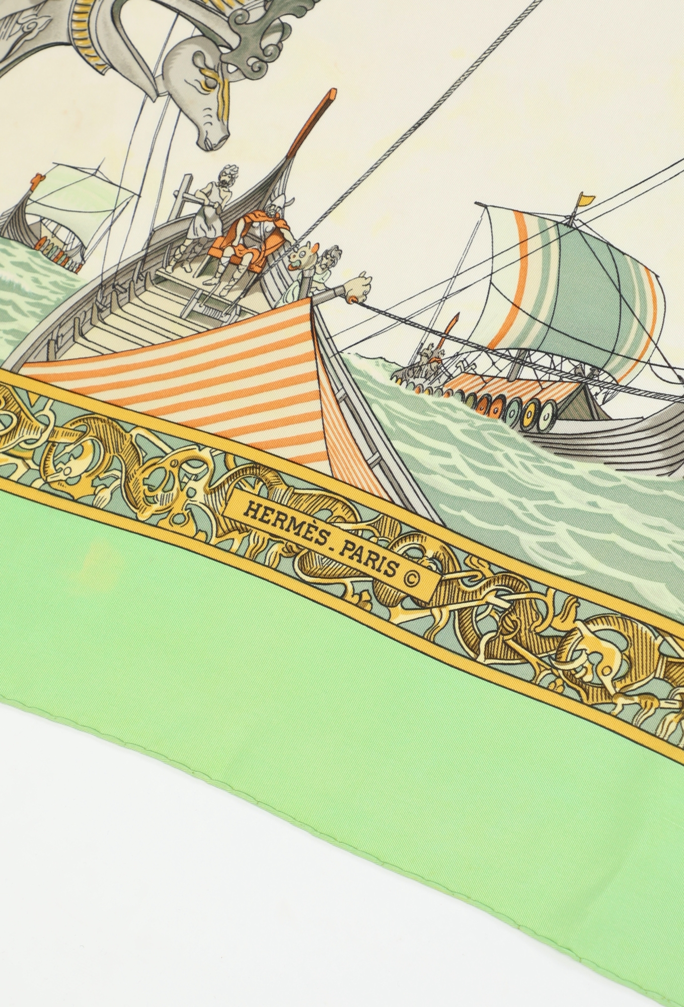 エルメス HERMES シルク LEDOUX LES NORMANDS スカーフ Les Normands' 90cm Silk Carré, 1971 - Hermès | ReSee