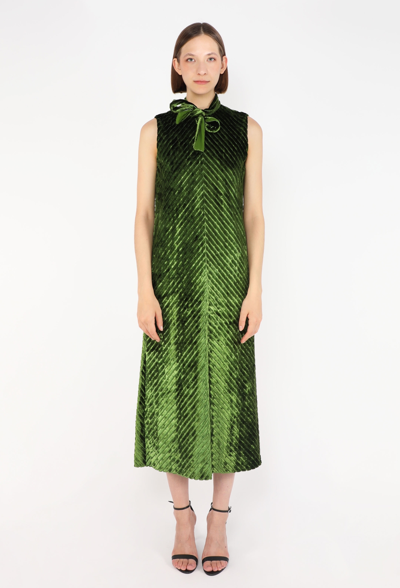 green prada dress Chevron Velvet Dress, S/S 2020 - Prada