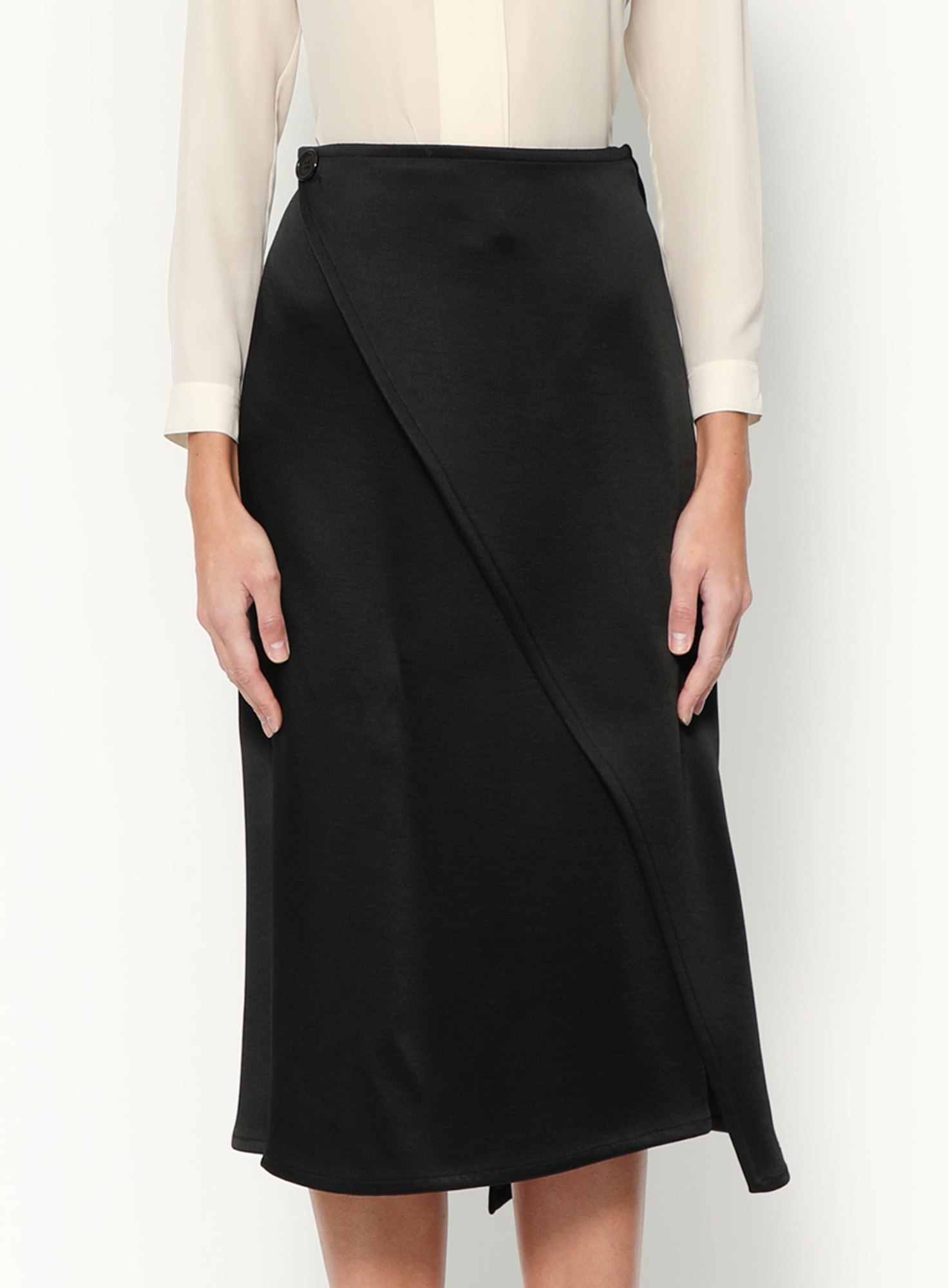 Asymmetrical Satin Wrap Skirt by Phoebe Philo – Fall 2014 - Céline