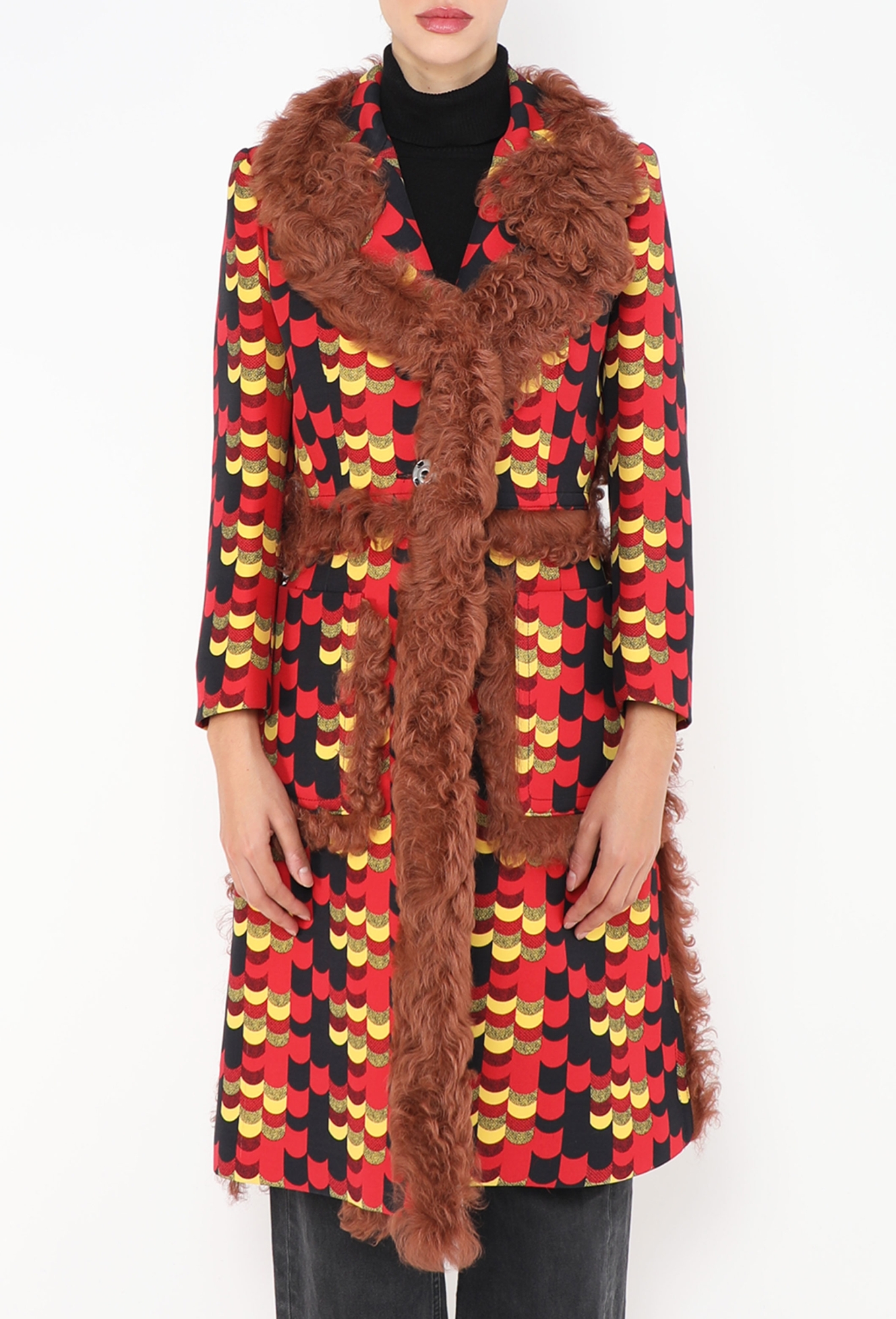 F/W 2014 Graphic Shearling Trim Coat - Prada | ReSee