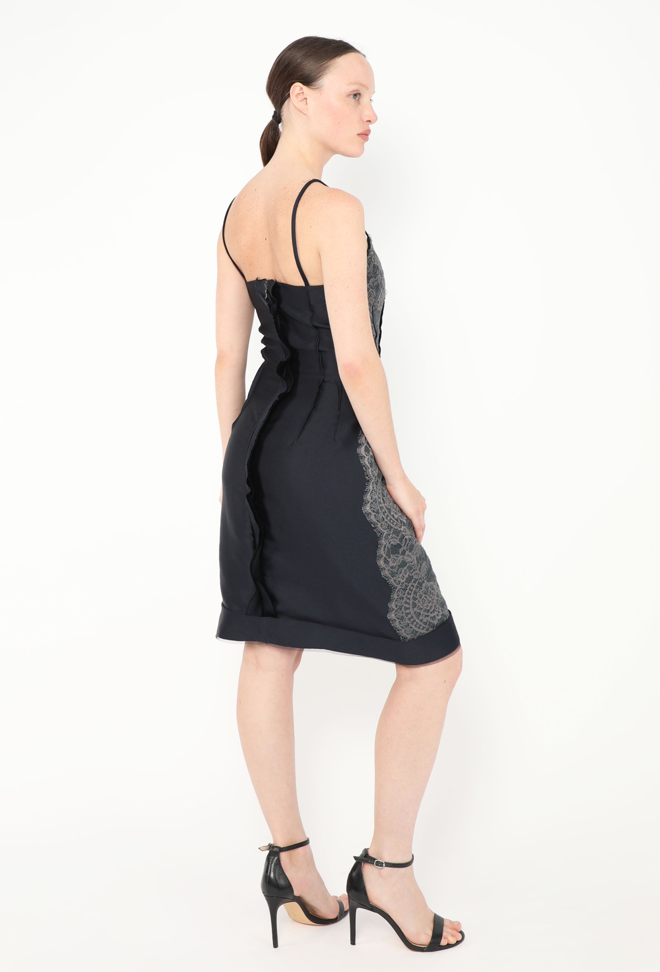 lace up dress front Sweetheart Glitter Mesh Lace Up Back Skater Dress with Pockets main image 1