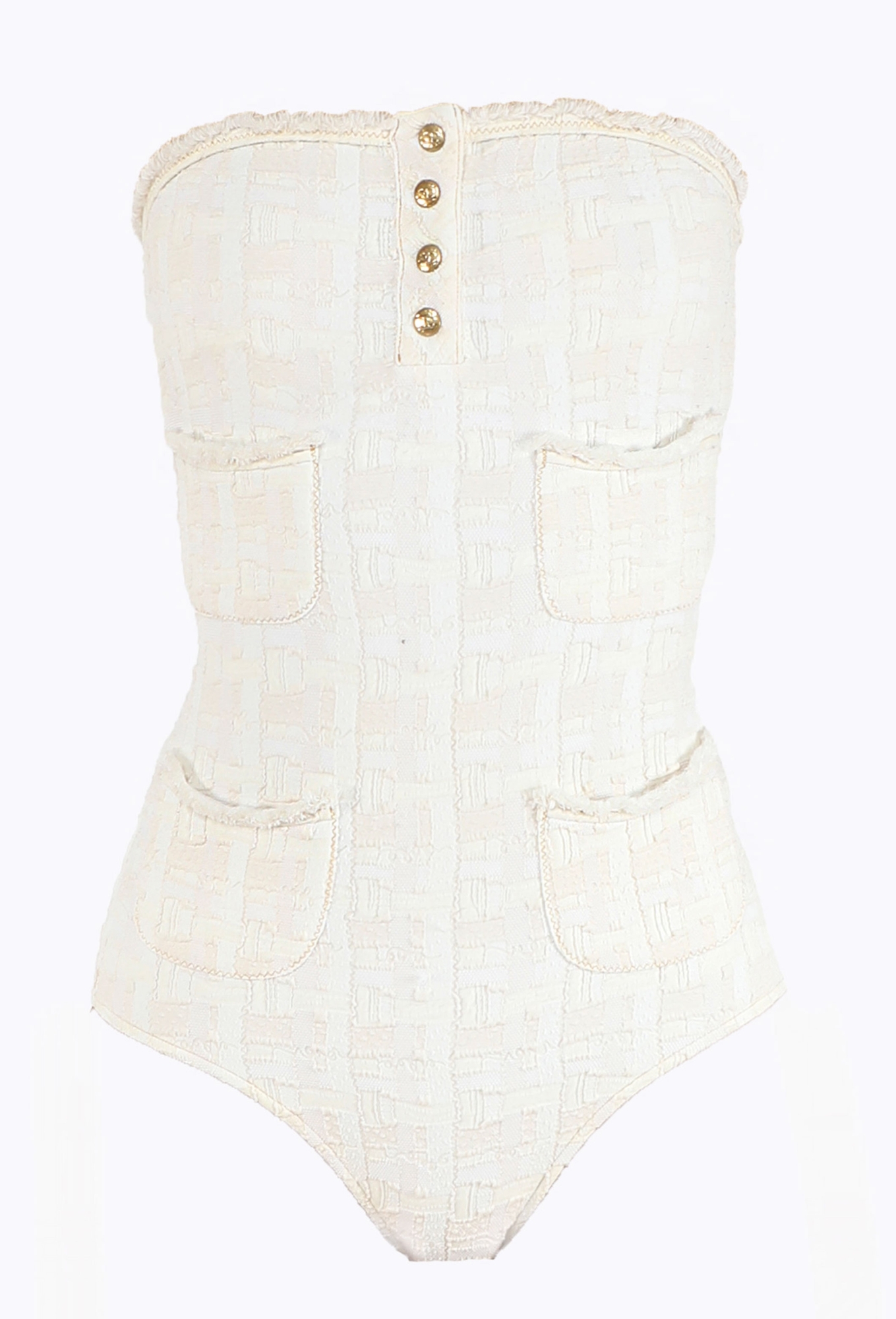 White Tweed Bodysuit Top - Chanel | ReSee