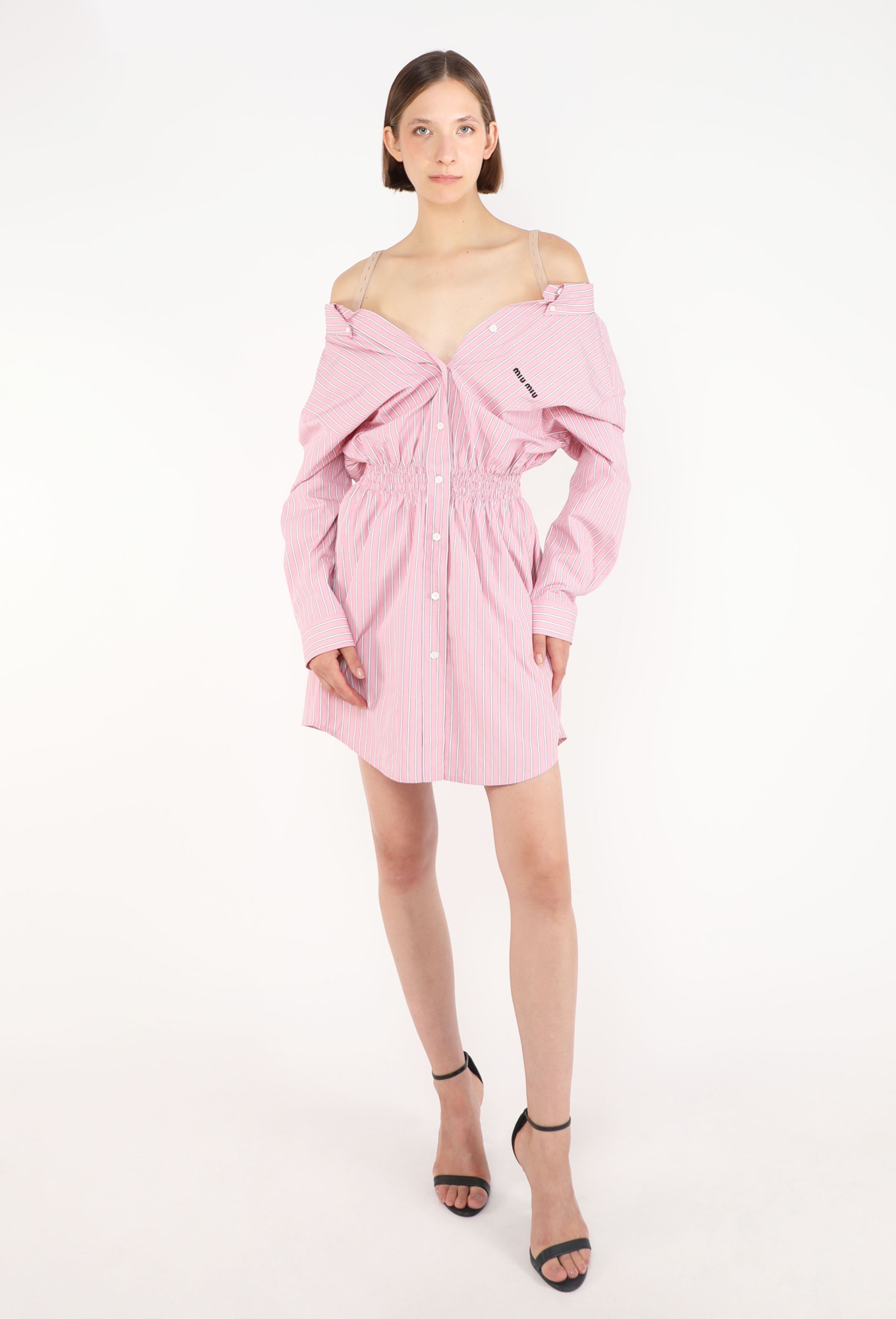 miu miu pink mini dress MIU MIU $4100 Albaster Pink Poplin Mini Dress New & Authentic