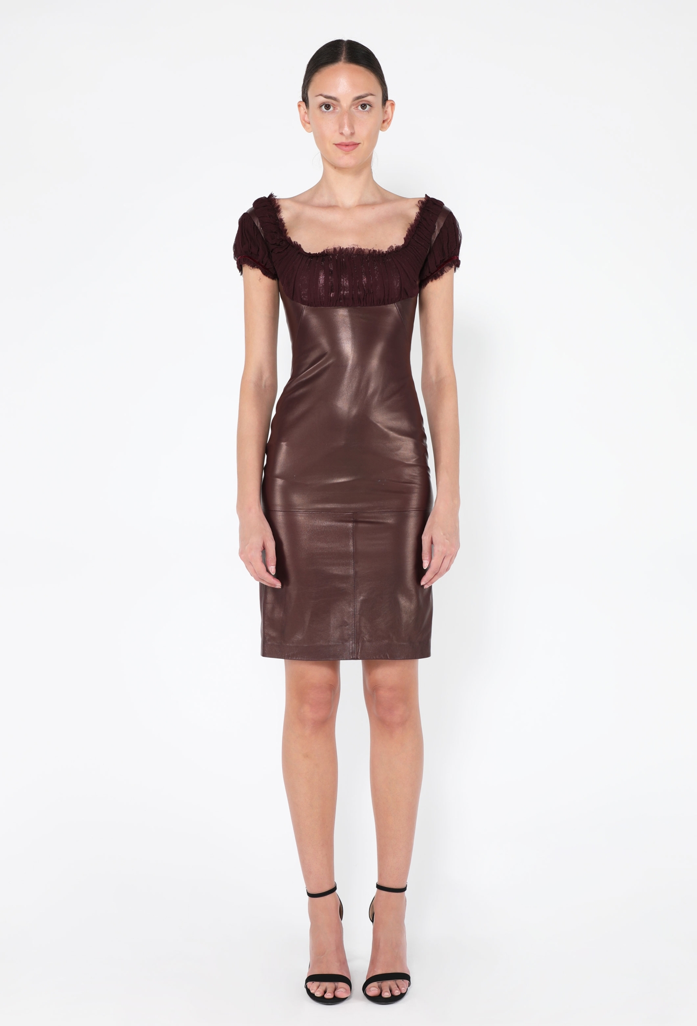 Silk Trim Leather Dress, F/W 2002 - Alexander McQueen