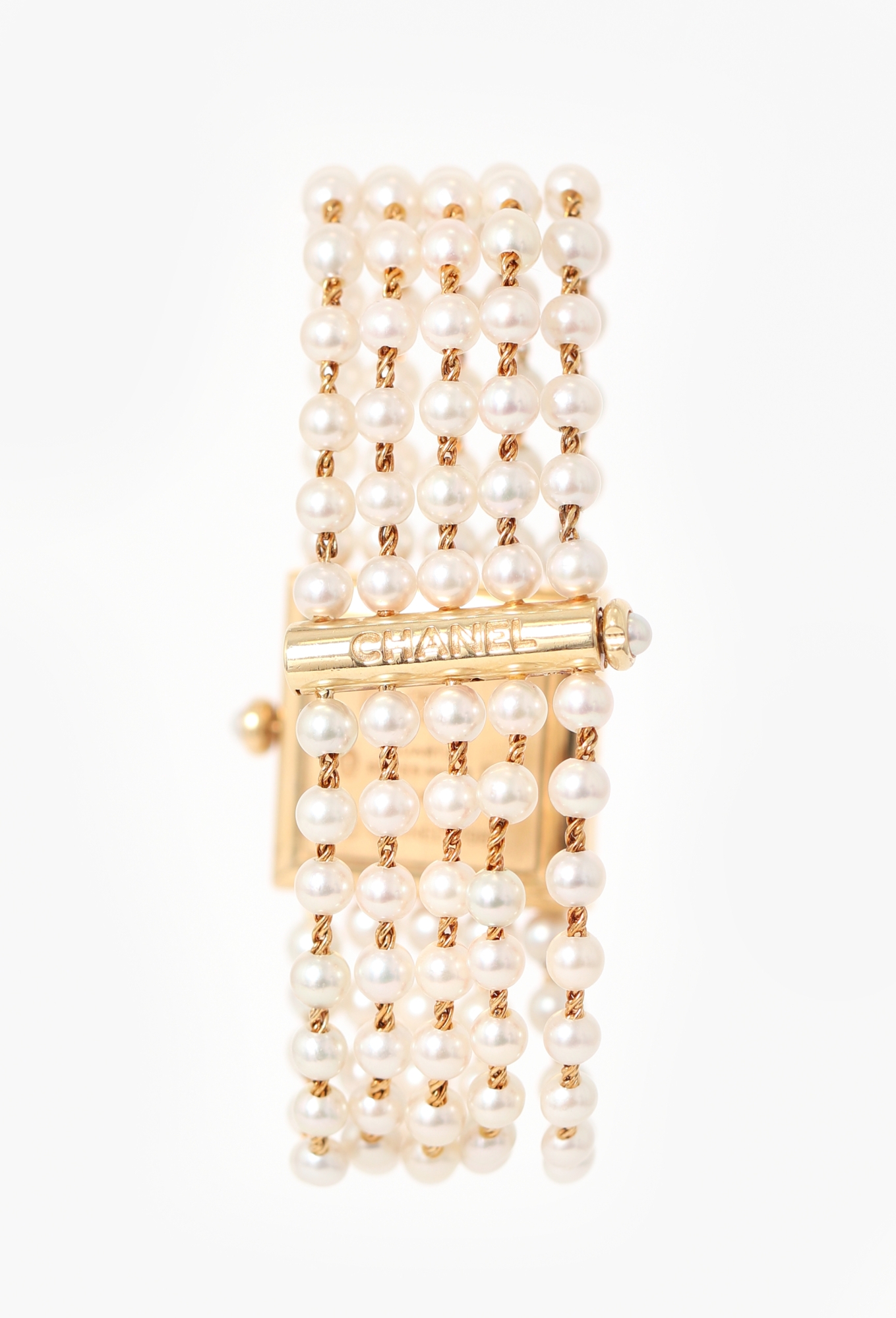 【'80s】CHANEL モダン レトロ マットゴールド ブローチ 80s Mademoiselle 18K Yellow Gold and Pearl Watch - Chanel | ReSee