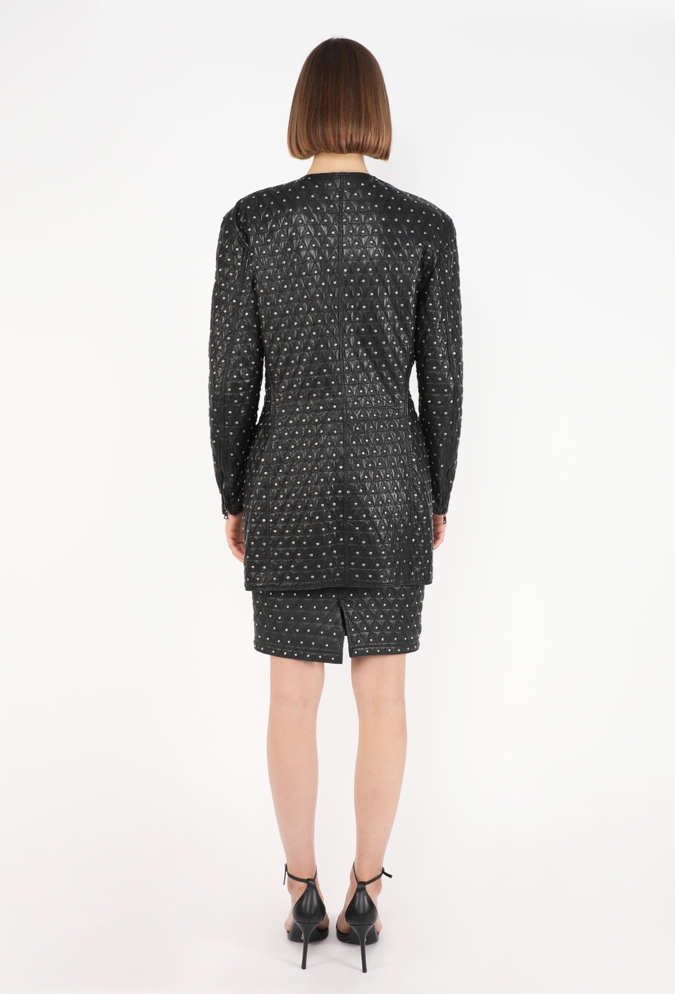 gianni versace leather dress Studded Leather Coat Dress, F/W 1989 - Gianni Versace