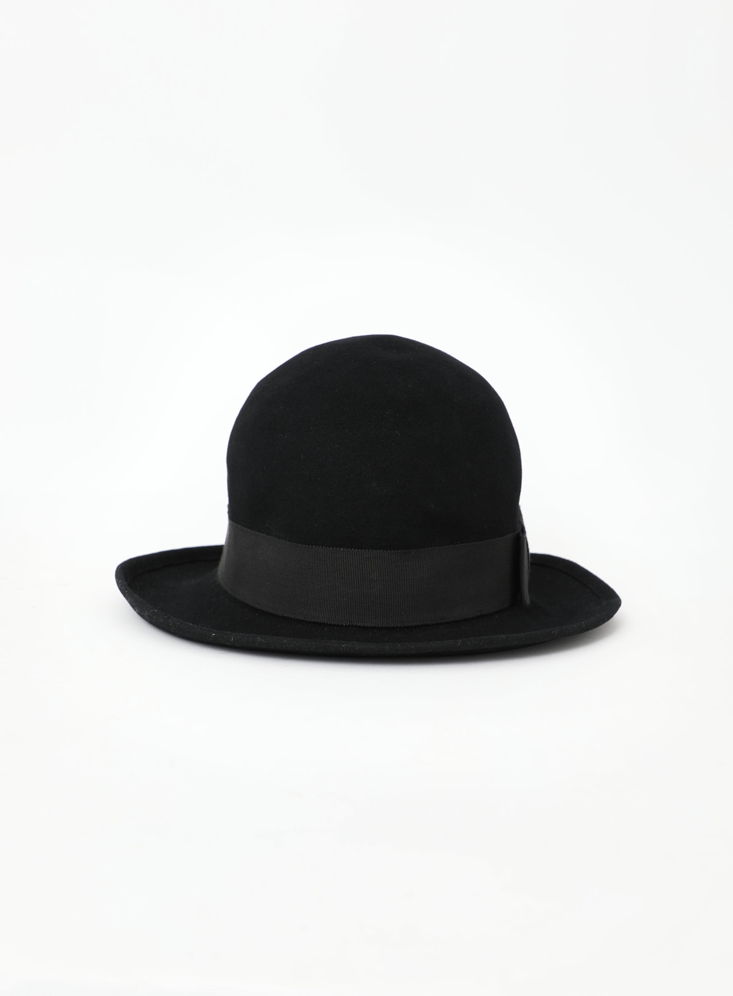 MiniMe Paris Black Wide Brim Felt Fedora Hat Handmade in France Velvet Ribbon R Midnight Sober Fur Felt Teardrop Fedora | Luxurious Classic main image 2