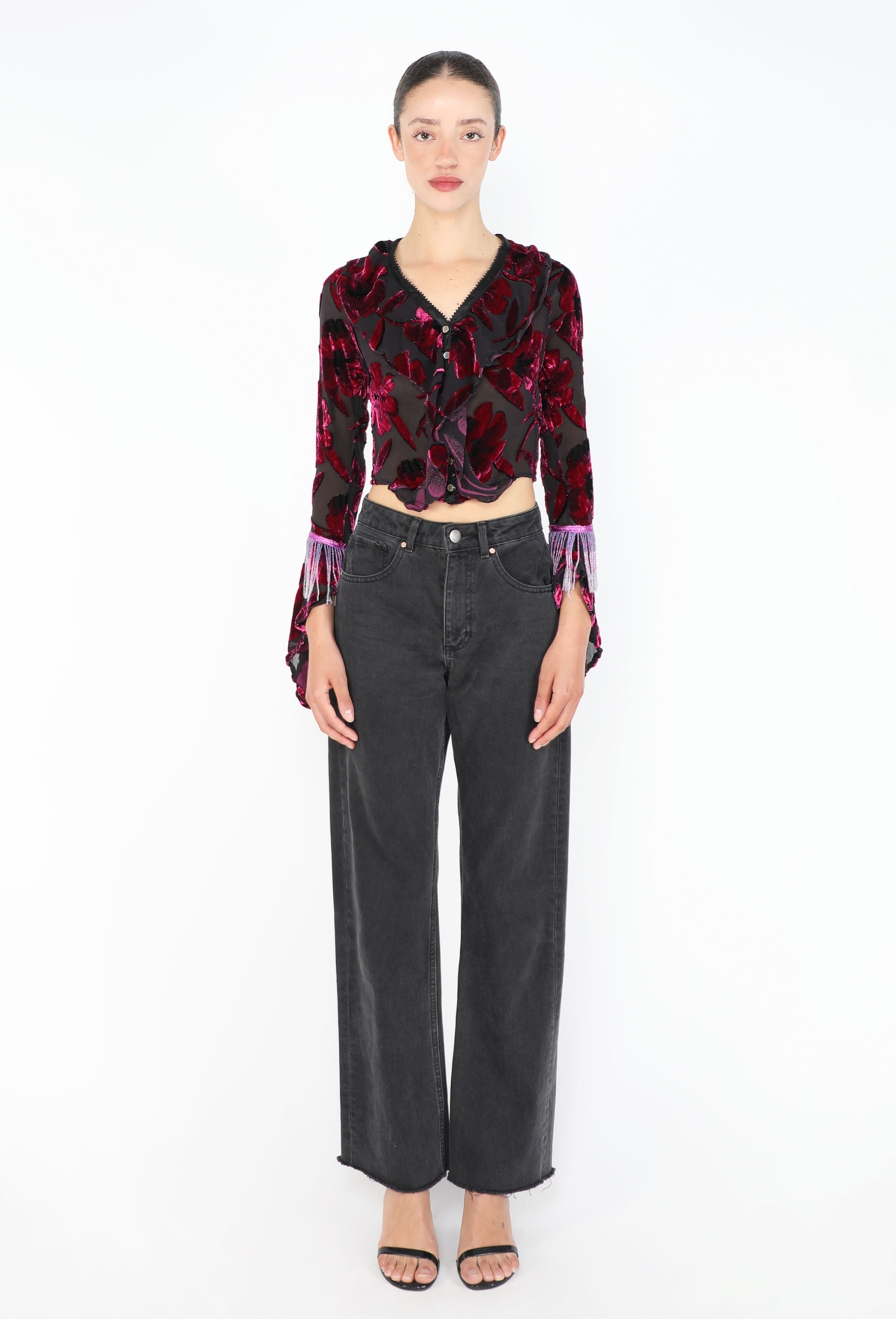 90s ETRO Velvet Blouse エトロ　ベルベット　ヴィンテージ Voyage Dévoré Velvet Blouse, 1990s - Exquisite Vintage | ReSee