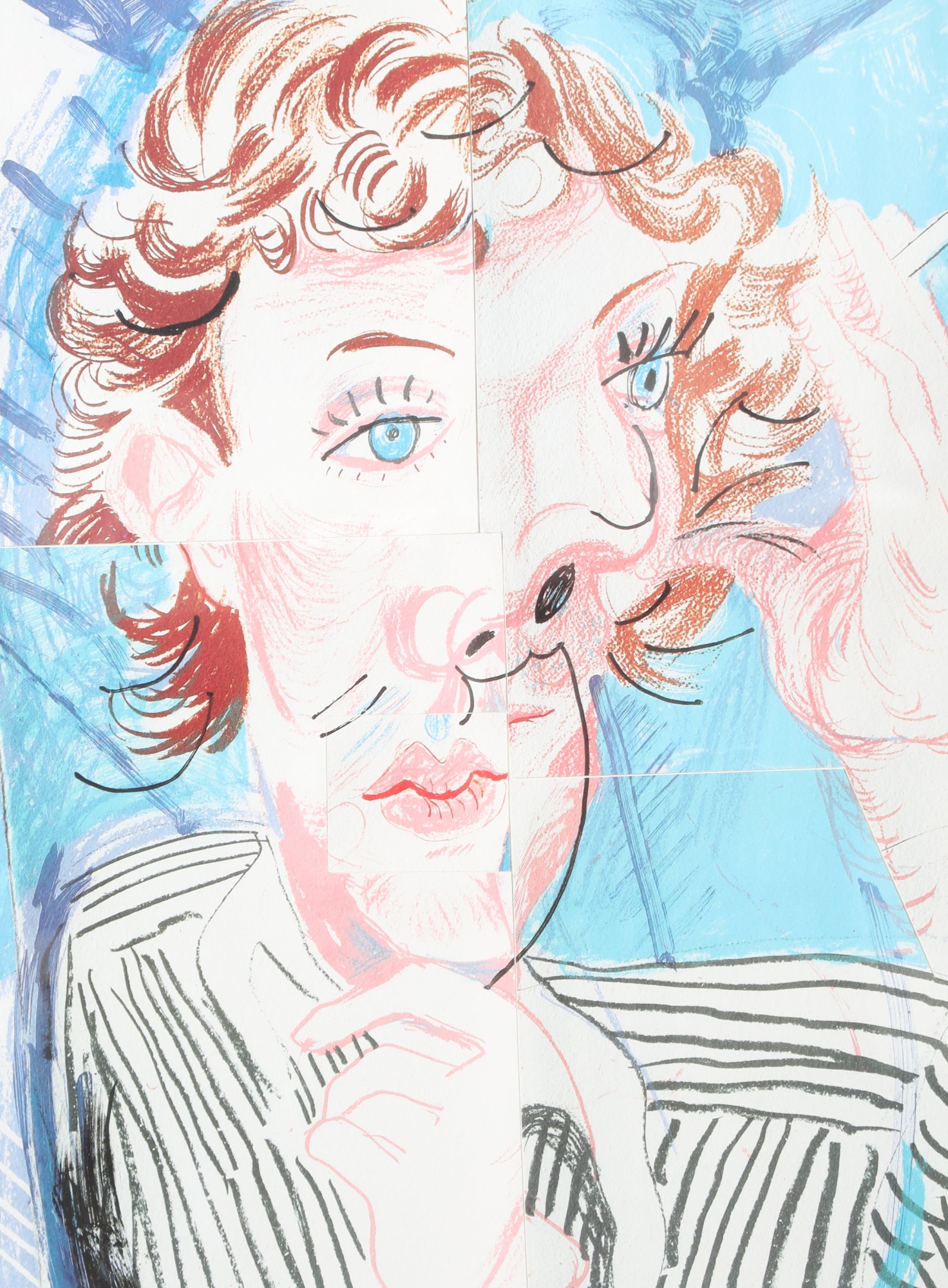 Original 1986 David Hockney Cubist Vogue Poster | Authentic