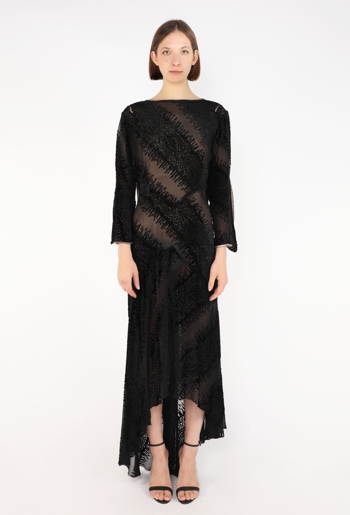 Silk Velvet Devor Dress, 1930s - Exquisite Vintage | ReSee Silk Velvet Devor Dress, 1930s - Exquisite Vintage | ReSee