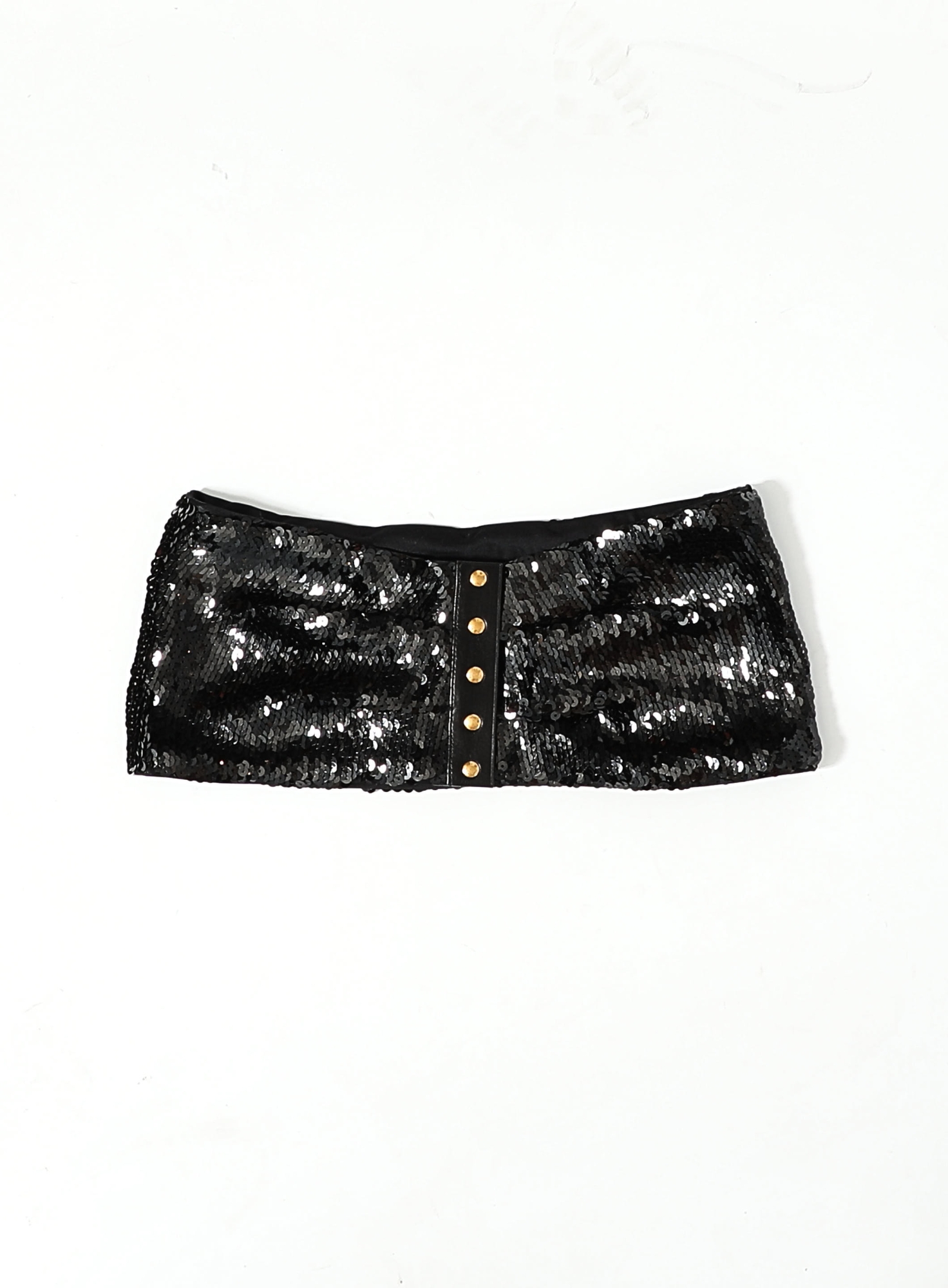 Sequin Black Leather Belt Saint Laurent Leather Sequin Embellishments Waist Belt  main image 3