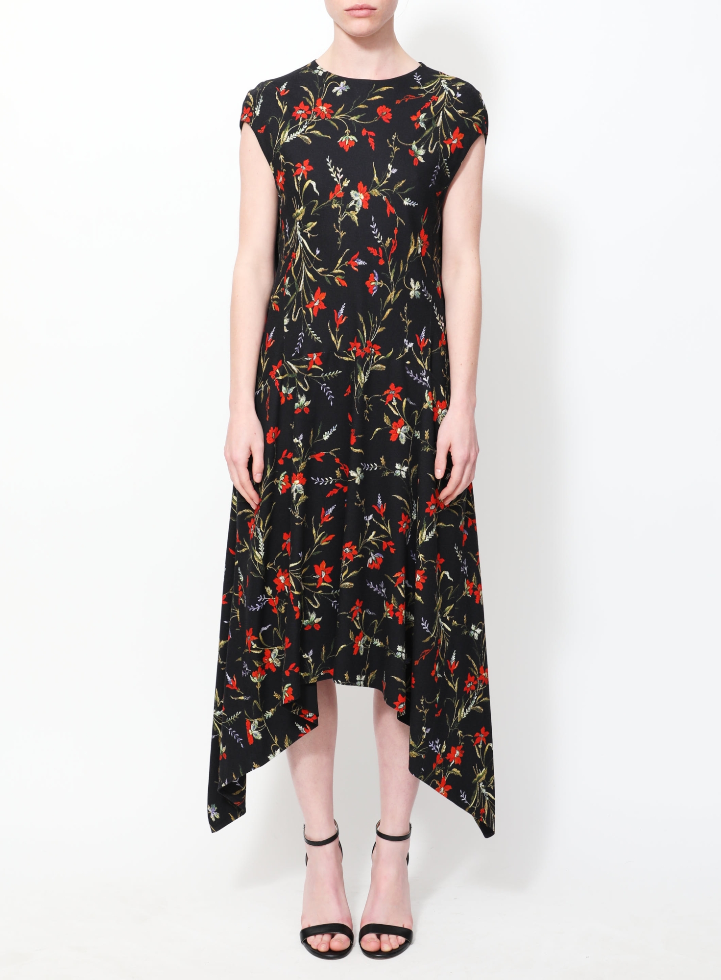 asymmetrical dress floral White/Black Asymmetrical Ruched T-Shirt Dress – PinkBlush main image 1