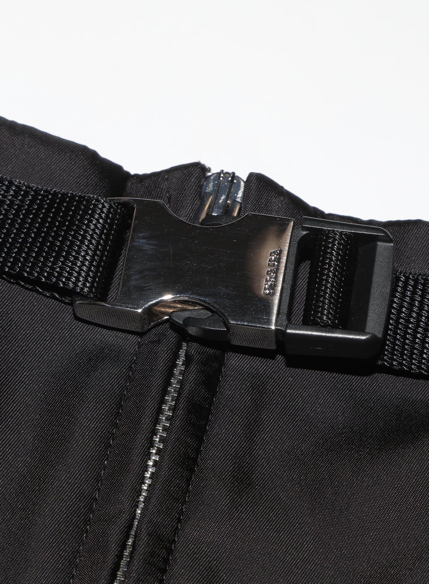 Prada | Nylon Peplum Belt Prada Nylon Silver Logo Buckle Fabric Peplum Belt Black ref  main image 3