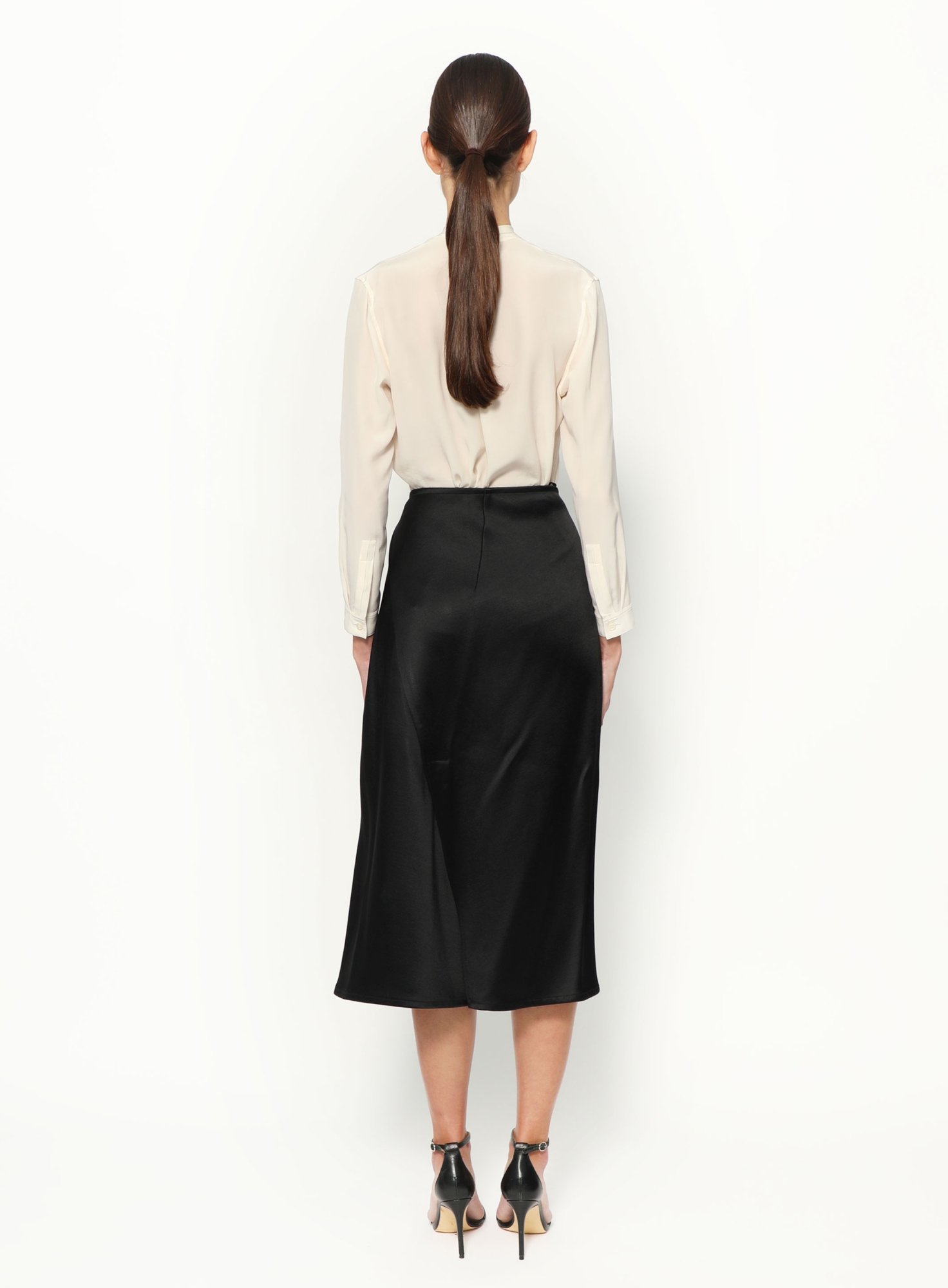 Asymmetrical Satin Wrap Skirt by Phoebe Philo – Fall 2014 - Céline