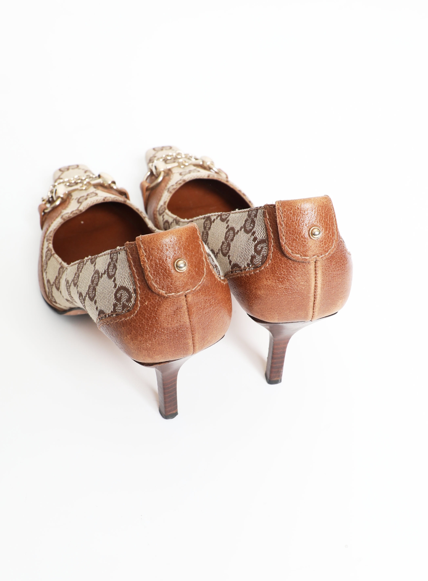 Vintage Gucci Horsebit Monogram Heels, Size 36