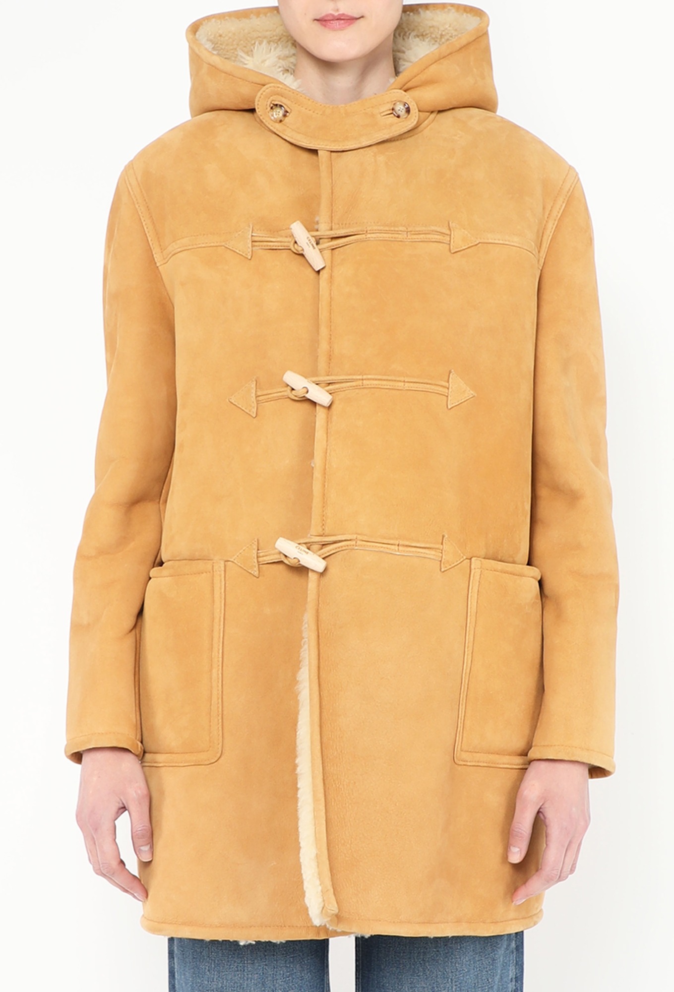 2019 Hooded Shearling-Lined Toggle Coat - Céline | Authentic