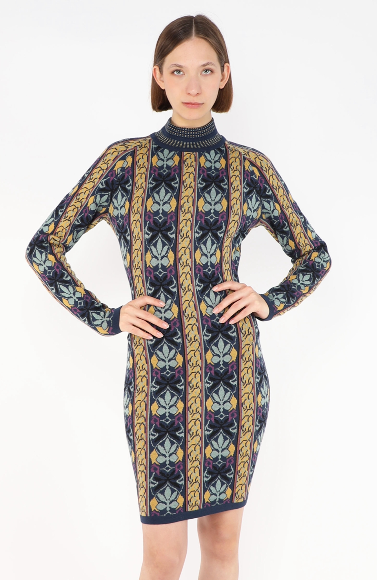 azzedine alaia bodycon dress Intarsia Dress, F/W 1990 - Alaïa Maxi dress Size:1X (14-18) TOPS - DRESSES Blue Gingham Smocked Dress Shoulder to Shoulder