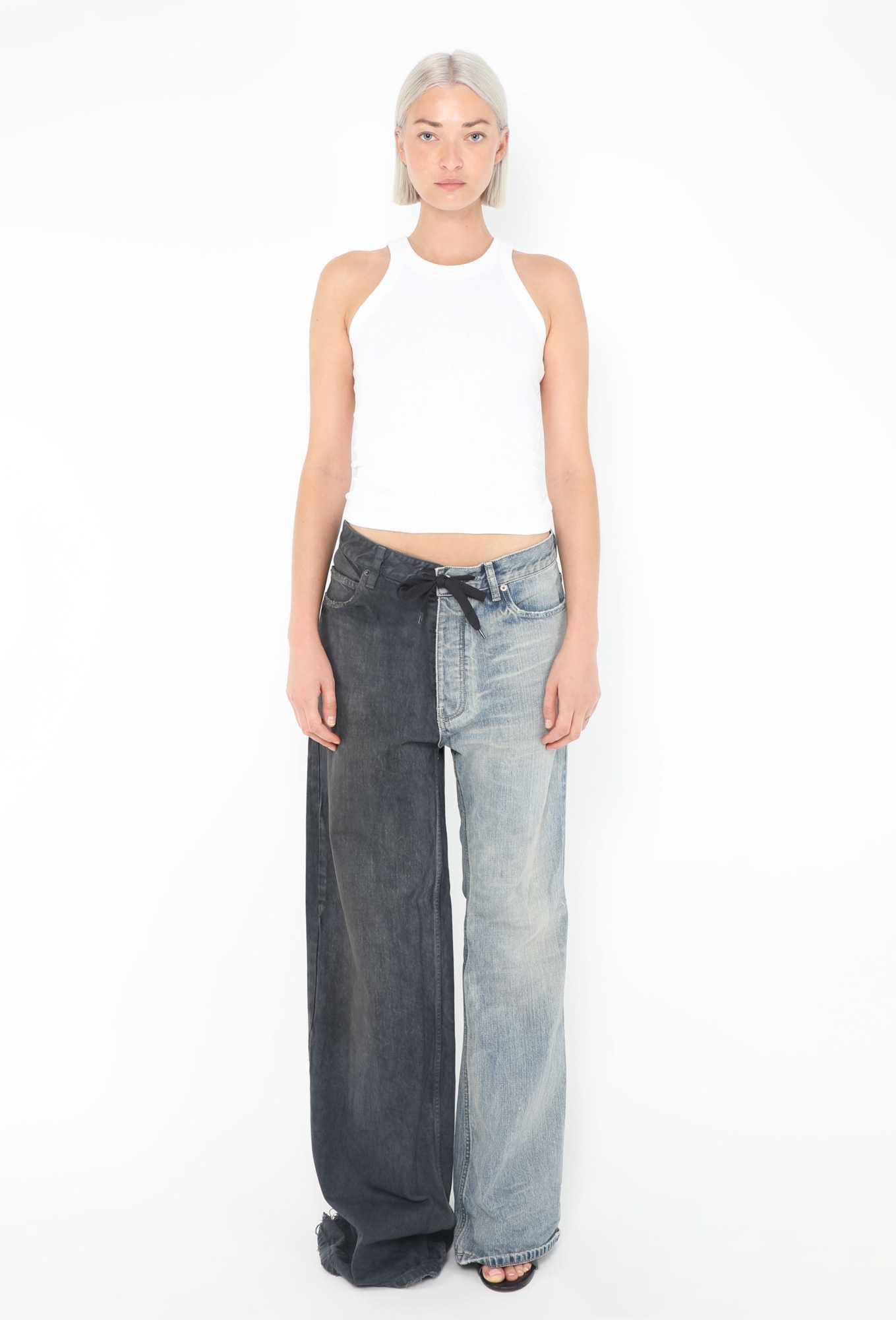 パンツ 13AW BALENCIAGA bicolor skinny denim S/S 2024 Two-Tone Drawstring Jeans - Balenciaga | ReSee