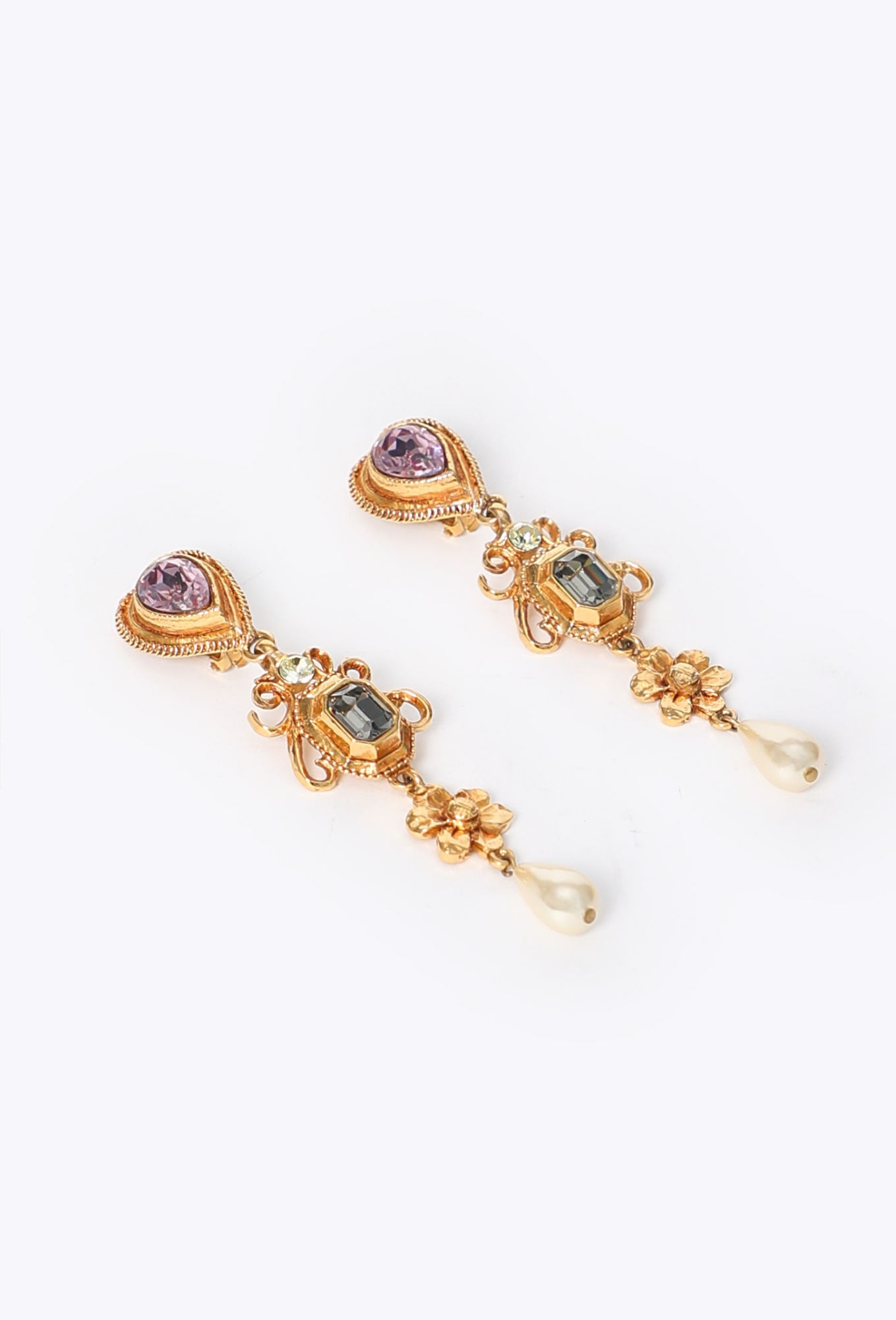 Vintage Baroque Pendant Clip Earrings - Christian Lacroix | ReSee