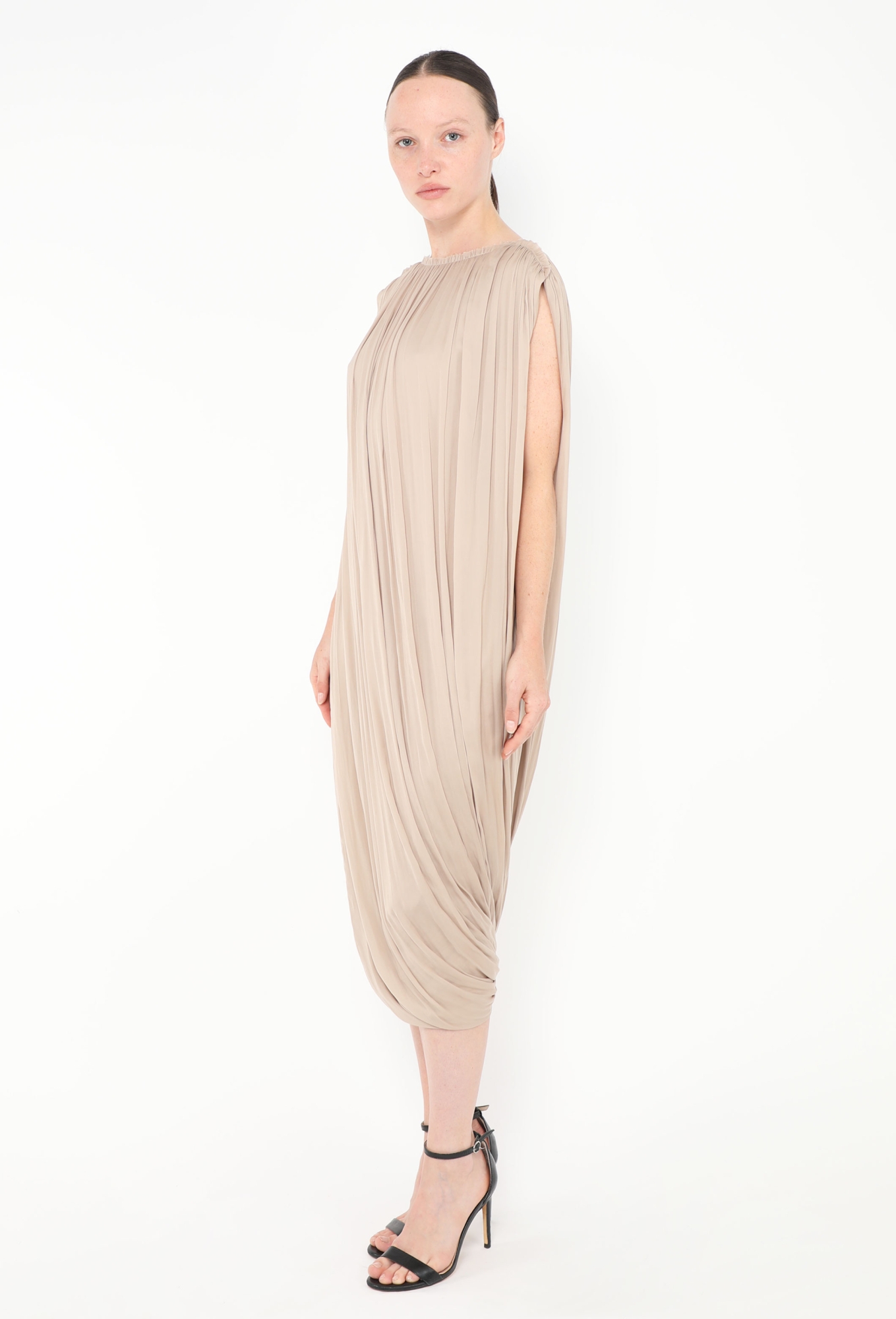 pleated grecian dress White Maxi Dress - Beaded Chiffon Dress - Sleeveless Bridal Dress