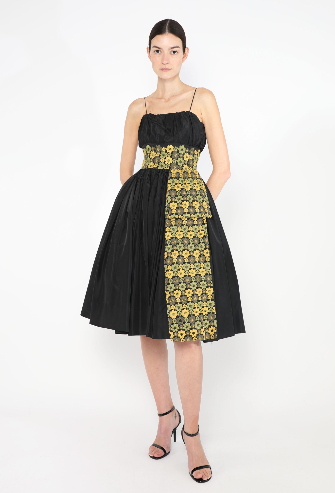 Mitzi Morgan '50s Floral Flared Taffeta Dress | Authentic & Vintage