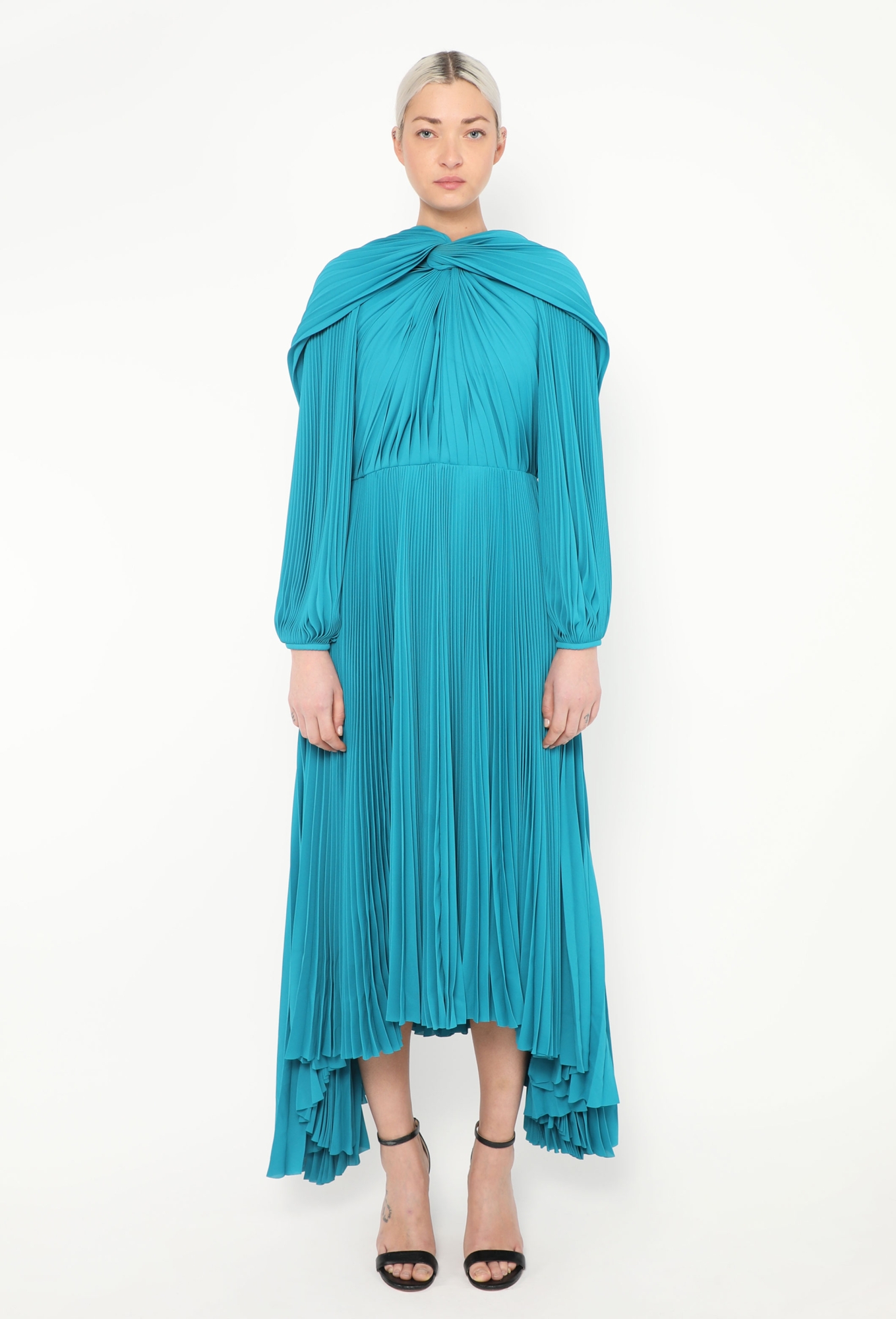 open lace back dress Vintage Silk Velvet Pleated Drape Dress – Recess main image 1