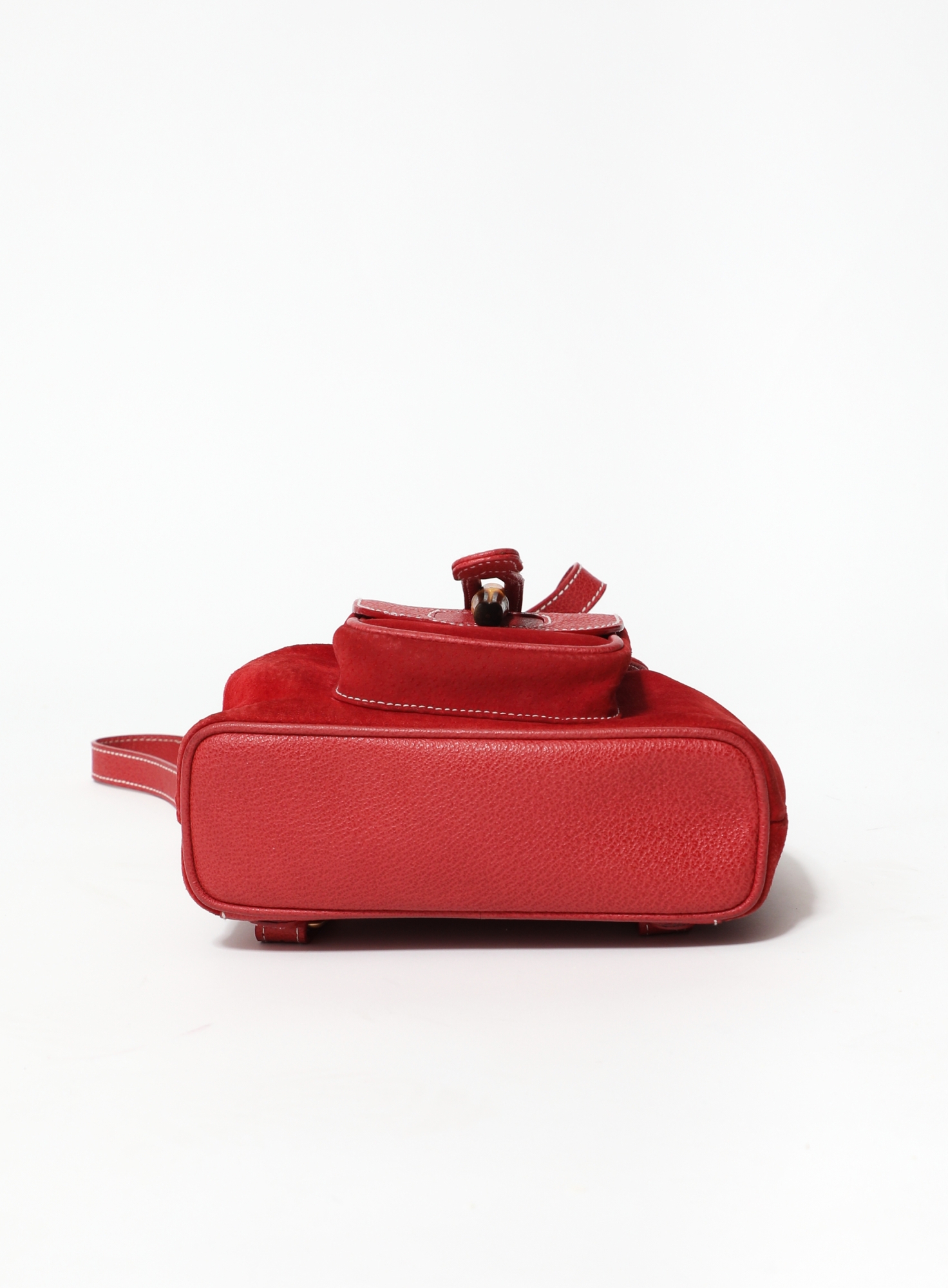 Gucci Vintage Bamboo Suede Red Suede Backpack Bag 90s Suede Bamboo Backpack | Authentic & Vintage | ReSee main image 2