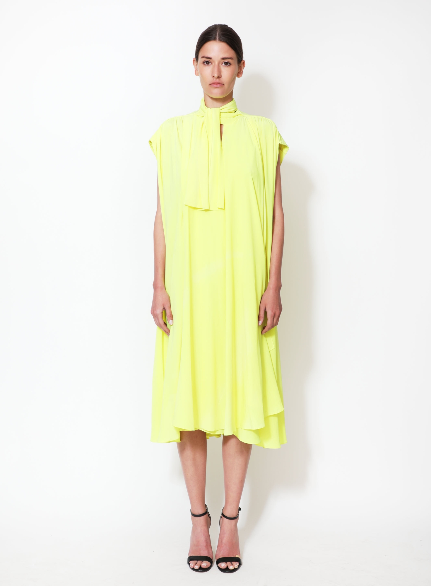 balenciaga neon dress Pre-Fall 2016 Neon Lavallire Tunic Dress