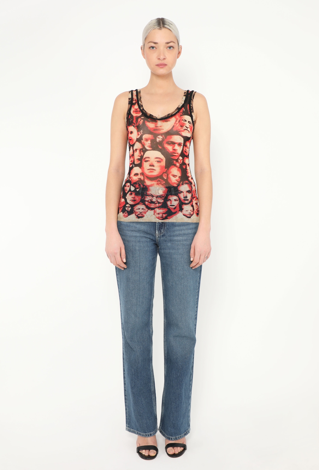 Rare F/W 1992 Mesh Face Print Top - Jean Paul Gaultier | Authentic