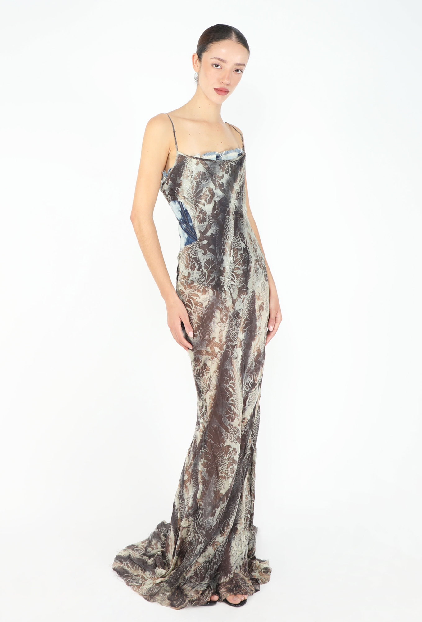 cavalli corset dress COLLECTOR F/W 2001 Bias Denim Corset Gown - Roberto Cavalli