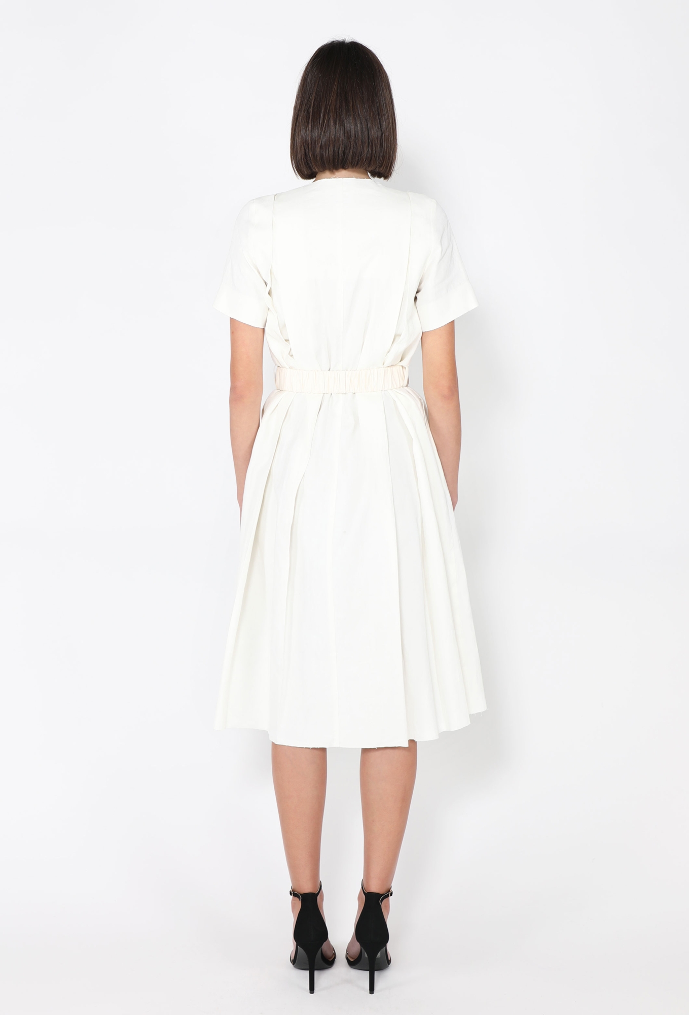 bottega linen dress Bottega Veneta Women's Pleated Viscose & Linen Midi Dress - White