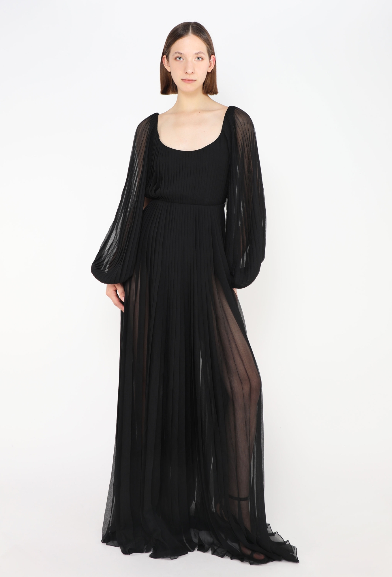 dior evening dresses 2024 S/S 2024 Pleated Chiffon Gown