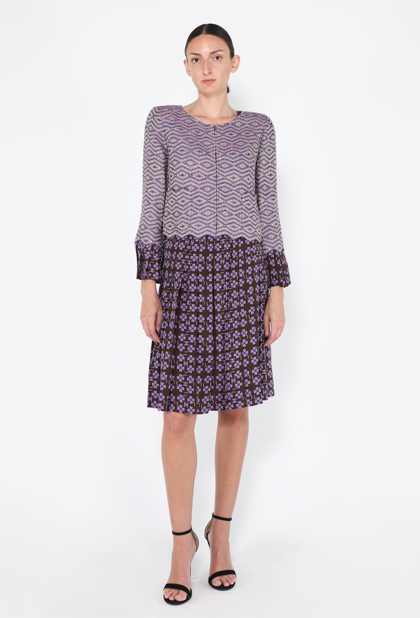 Tweed & Silk Clover Printed Ensemble, 2001 - Chanel | ReSee