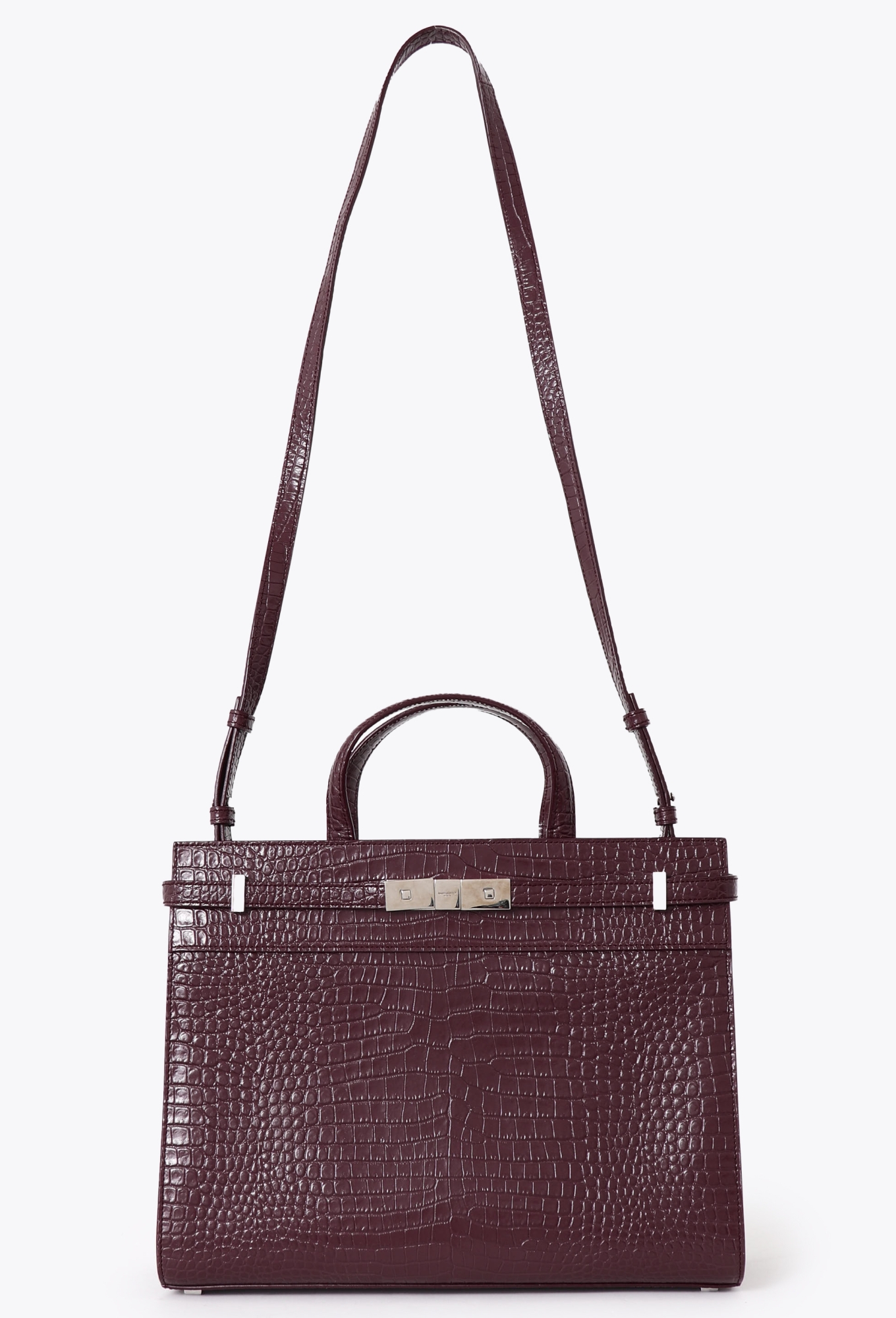 Crocodile Embossed Manhattan Tote Bag - Saint Laurent | Authentic