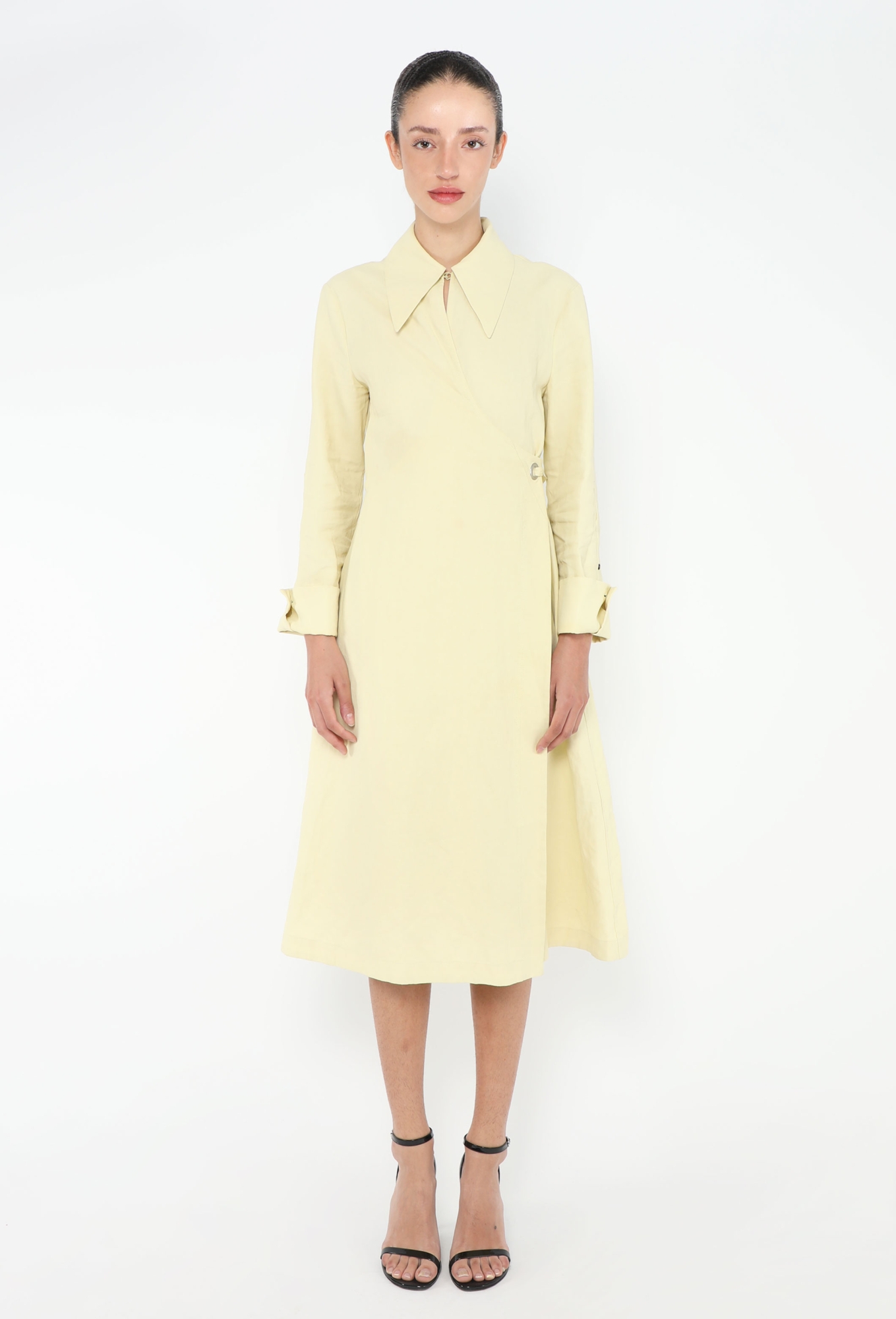jil sander linen dress Pre-Fall 2022 Linen Wrap Dress - Jil Sander