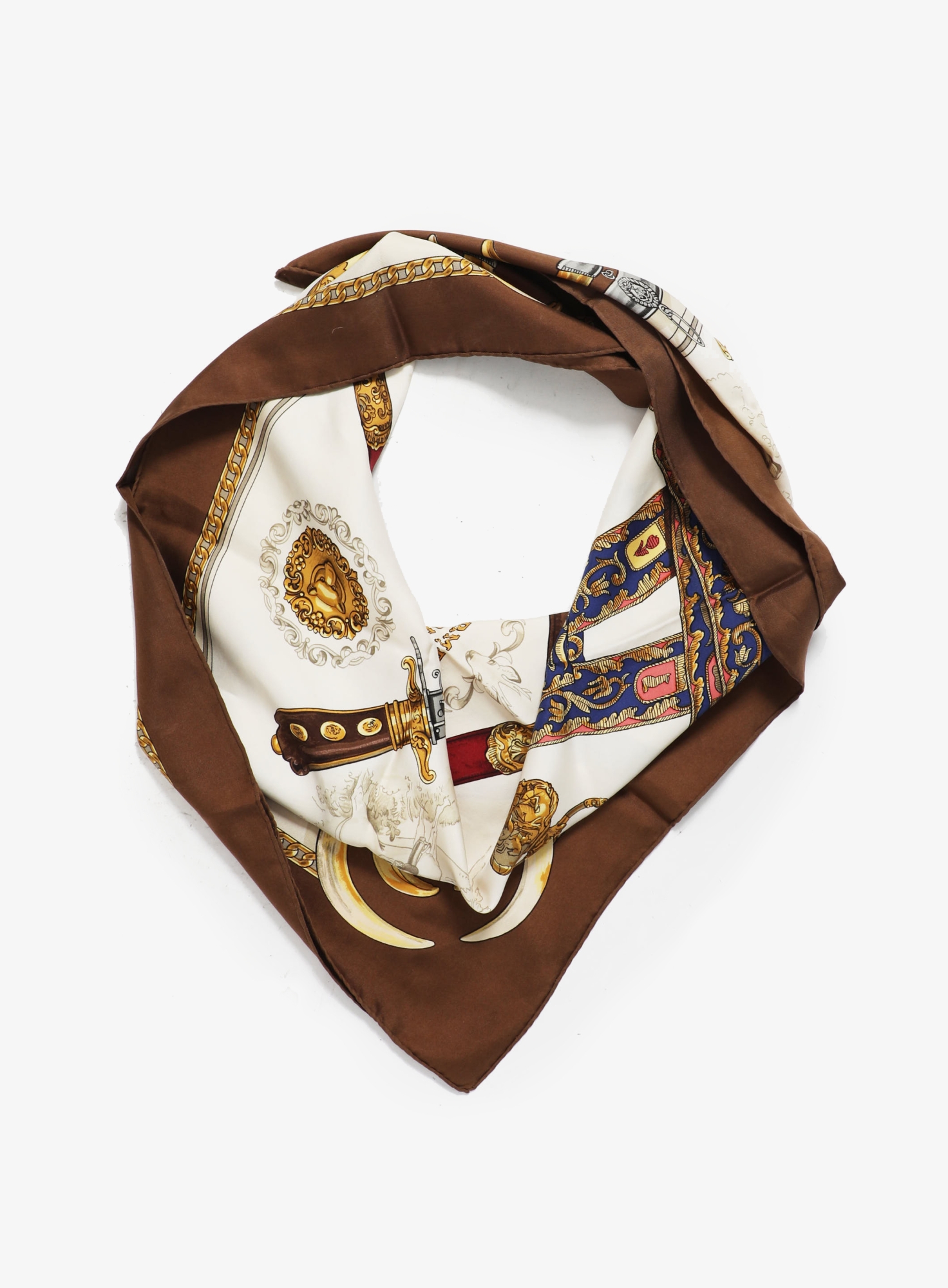 Armes de Chasse' Silk Carré 90 – Brown Border - Hermès | ReSee