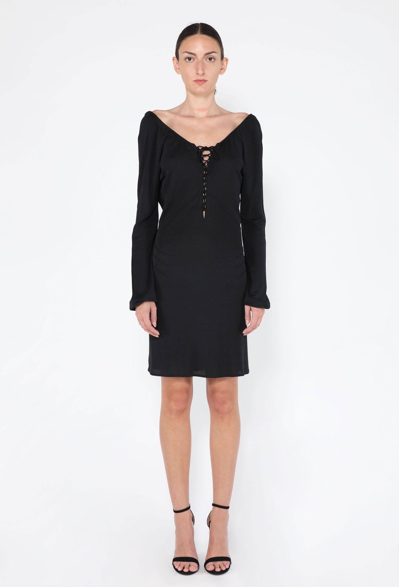 gucci lace up dress Gucci Lace-trimmed Silk Satin Midi Dress IT 38
