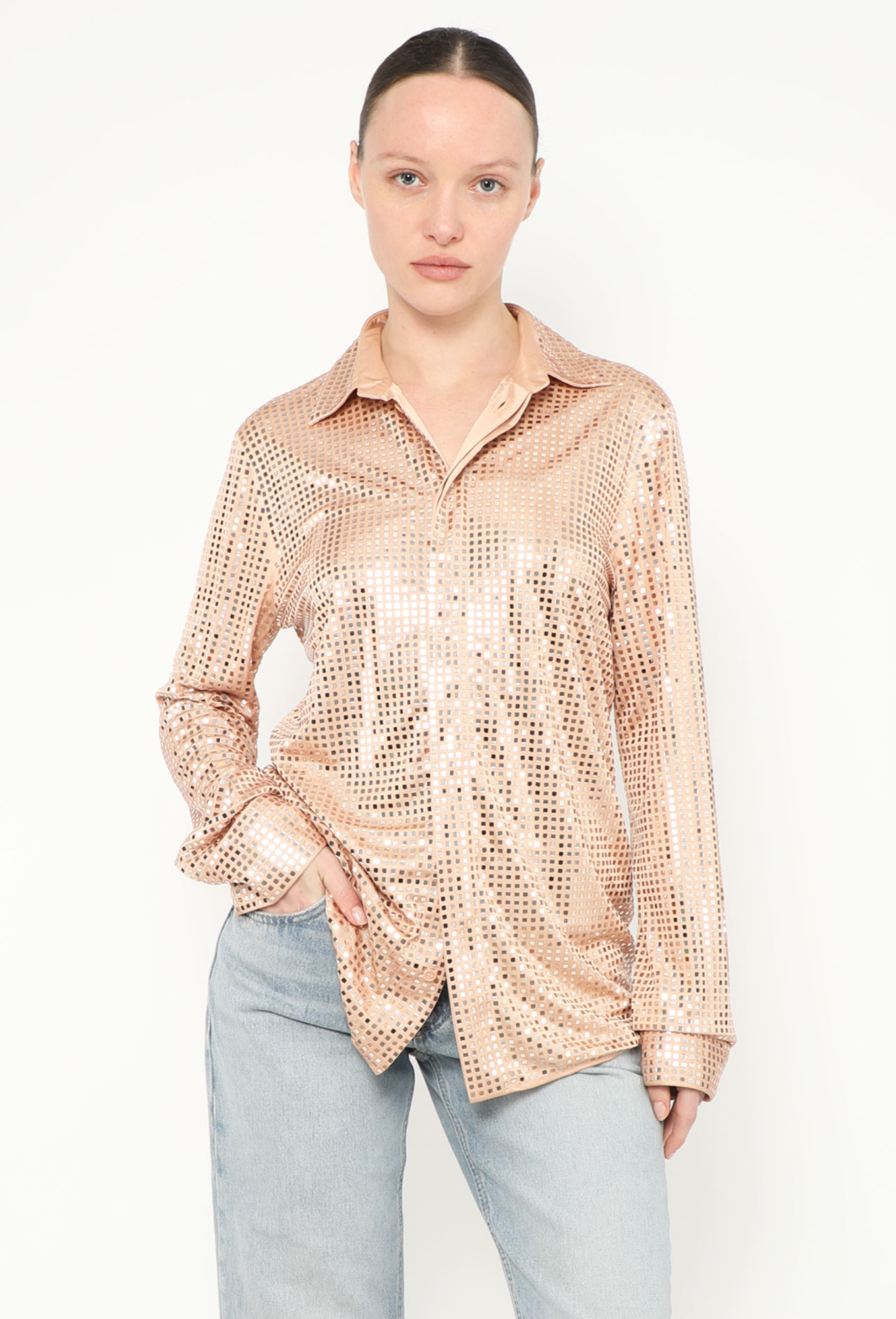 F/W 2019 Iridescent Embellished Shirt - Bottega Veneta | Authentic &  Vintage | ReSee