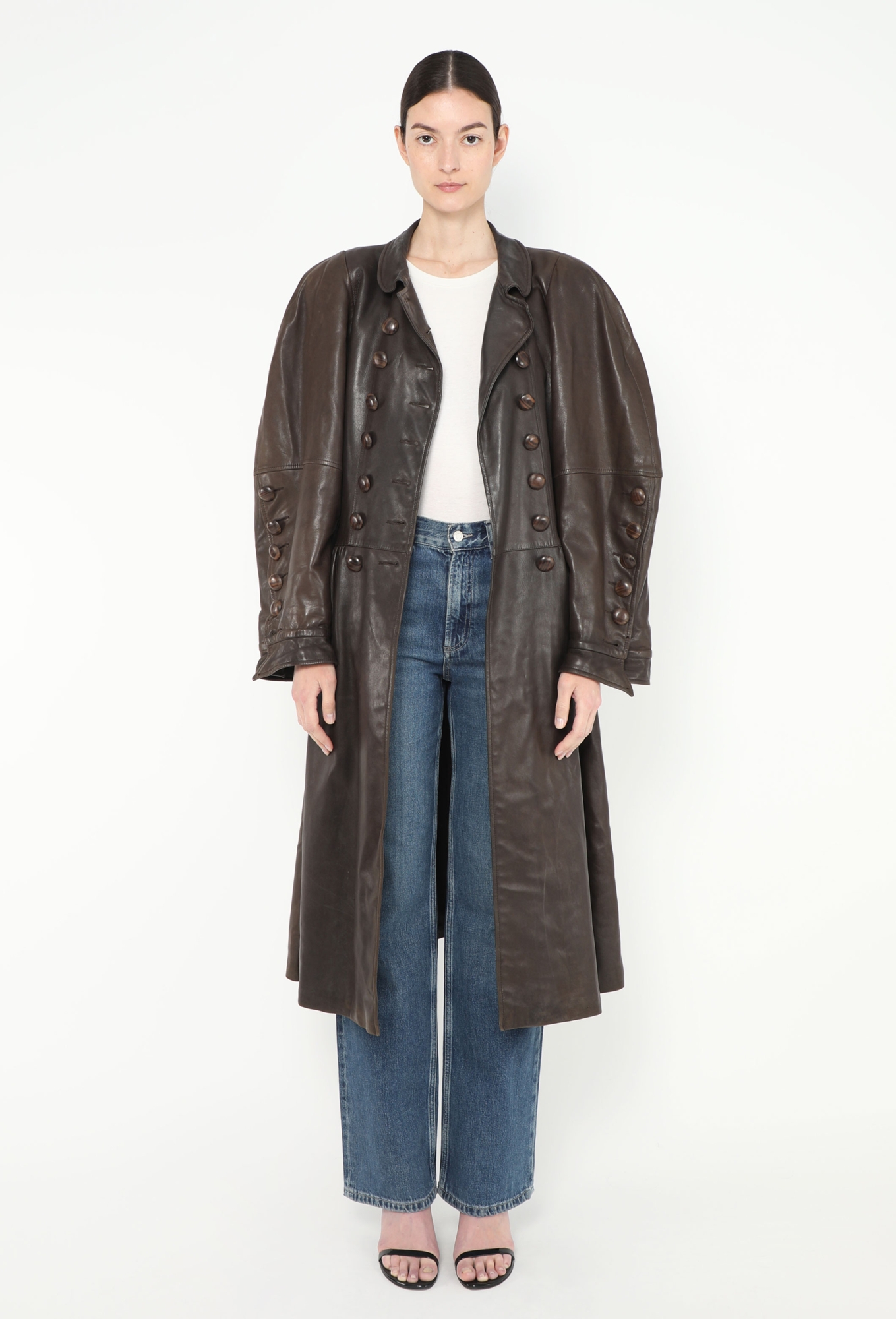 ULTRA RARE F/W 1983 Flared Leather Coat - Saint Laurent | ReSee