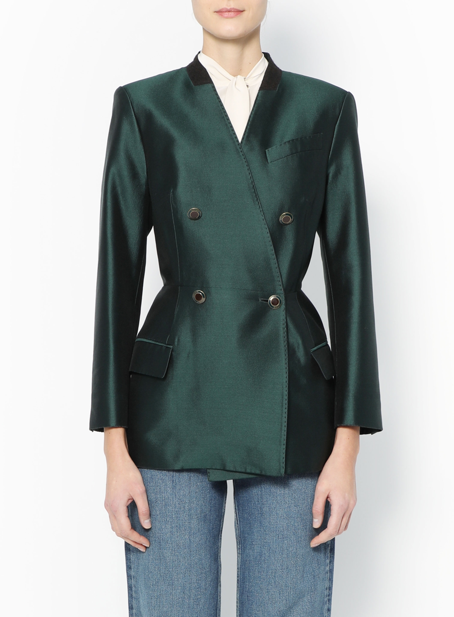 Collarless Silk Blazer | Authentic & Vintage | ReSee