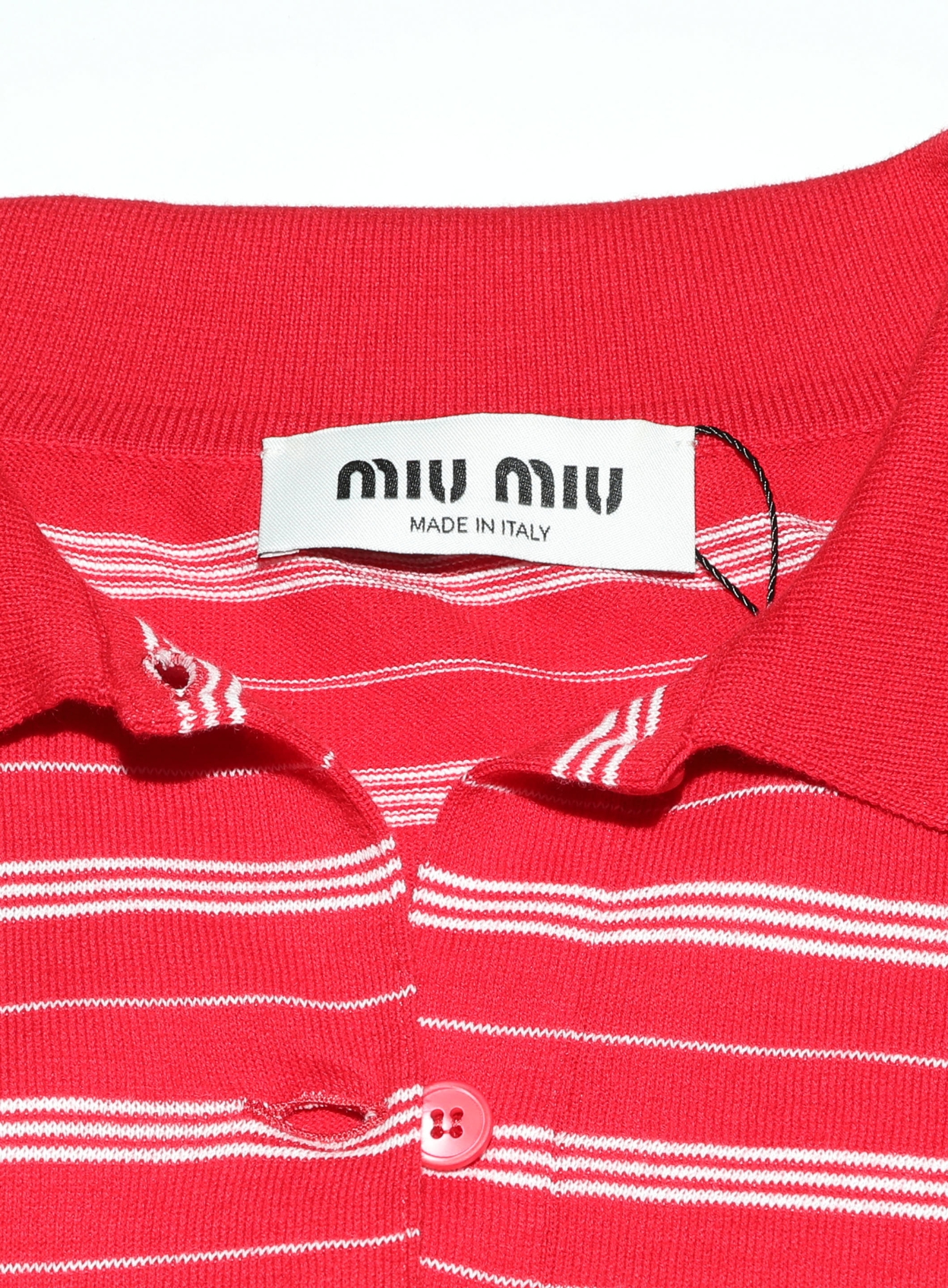 2024 Striped Logo Knit Polo - Miu Miu | ReSee