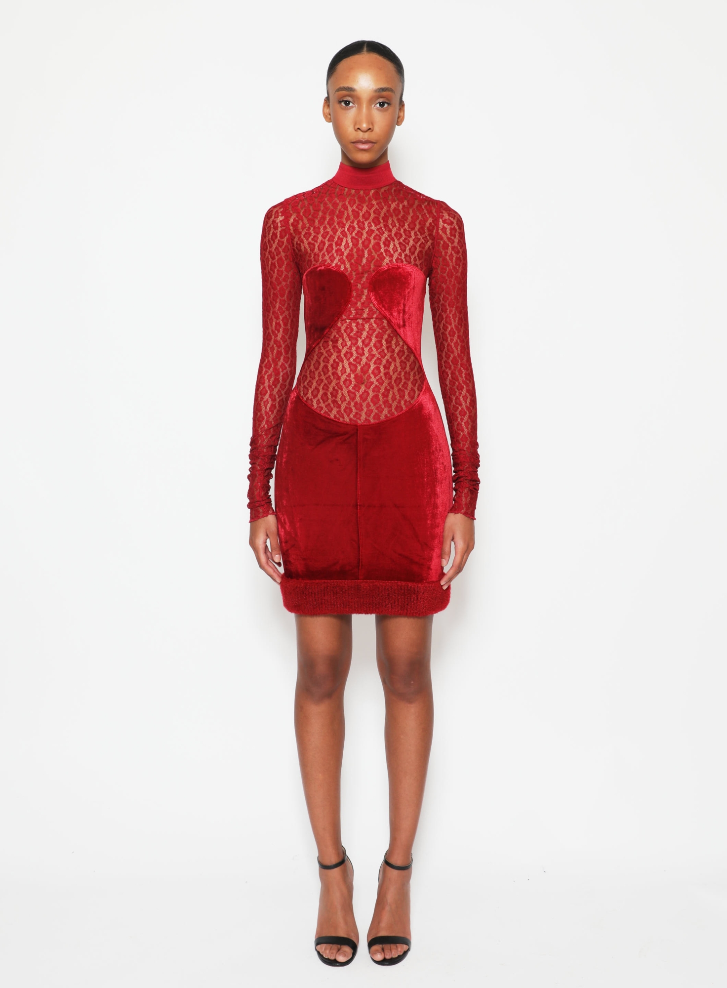 open lace back dress Azzedine Alaia S/S 1986 Vintage Red Bodycon Runway Dress – Rixt Archives