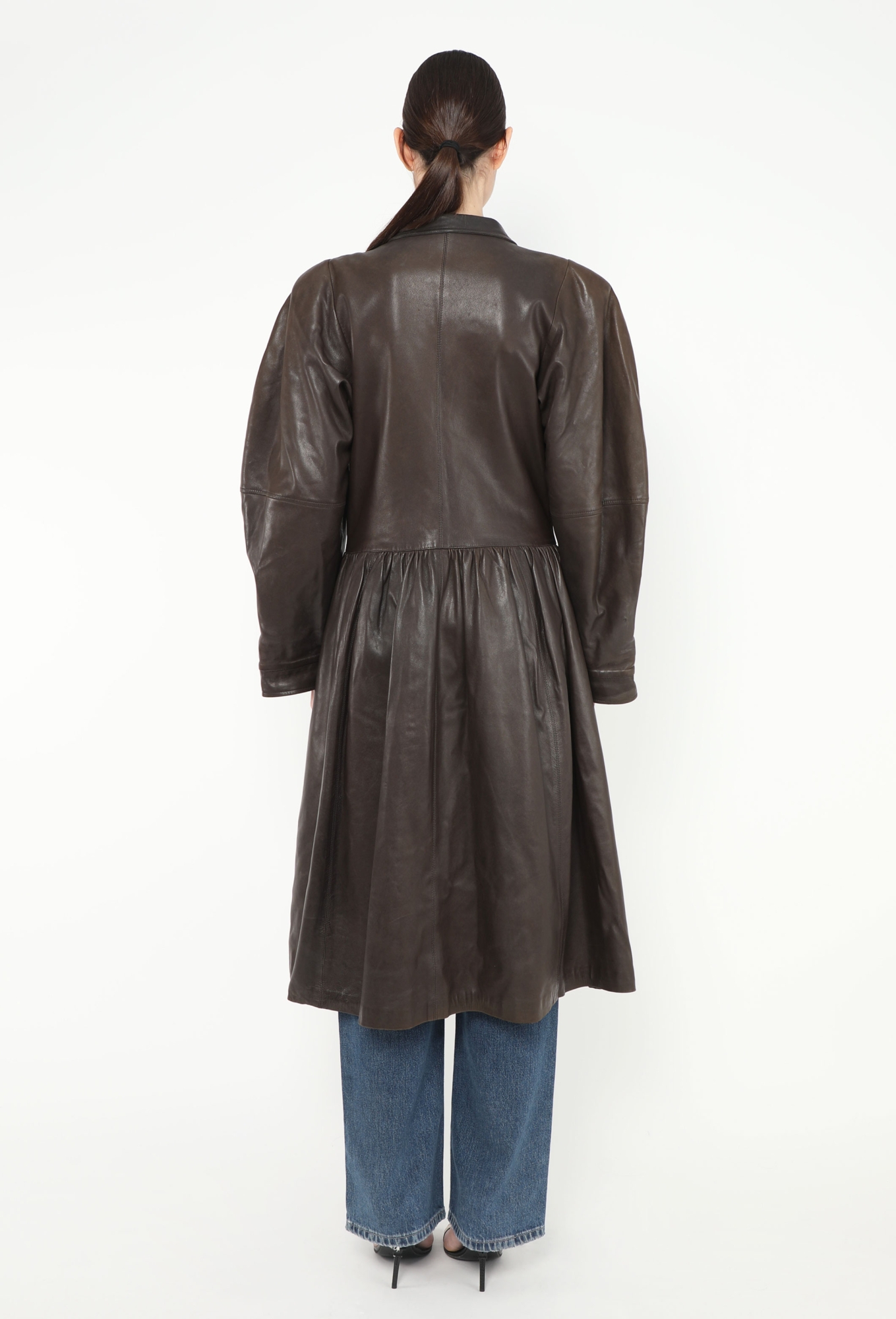 ULTRA RARE F/W 1983 Flared Leather Coat - Saint Laurent | ReSee
