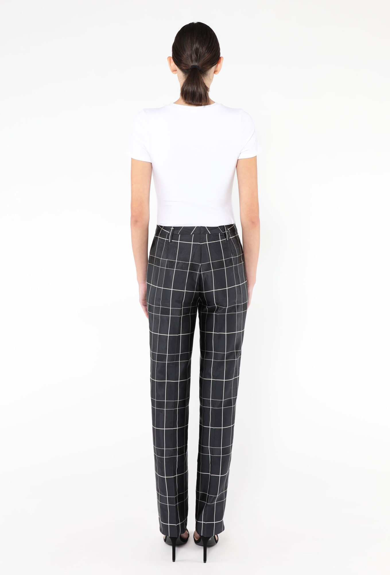 PRADA チェックスラックス 50 F/W 1997 Checkered Taffeta Trousers - Prada | ReSee