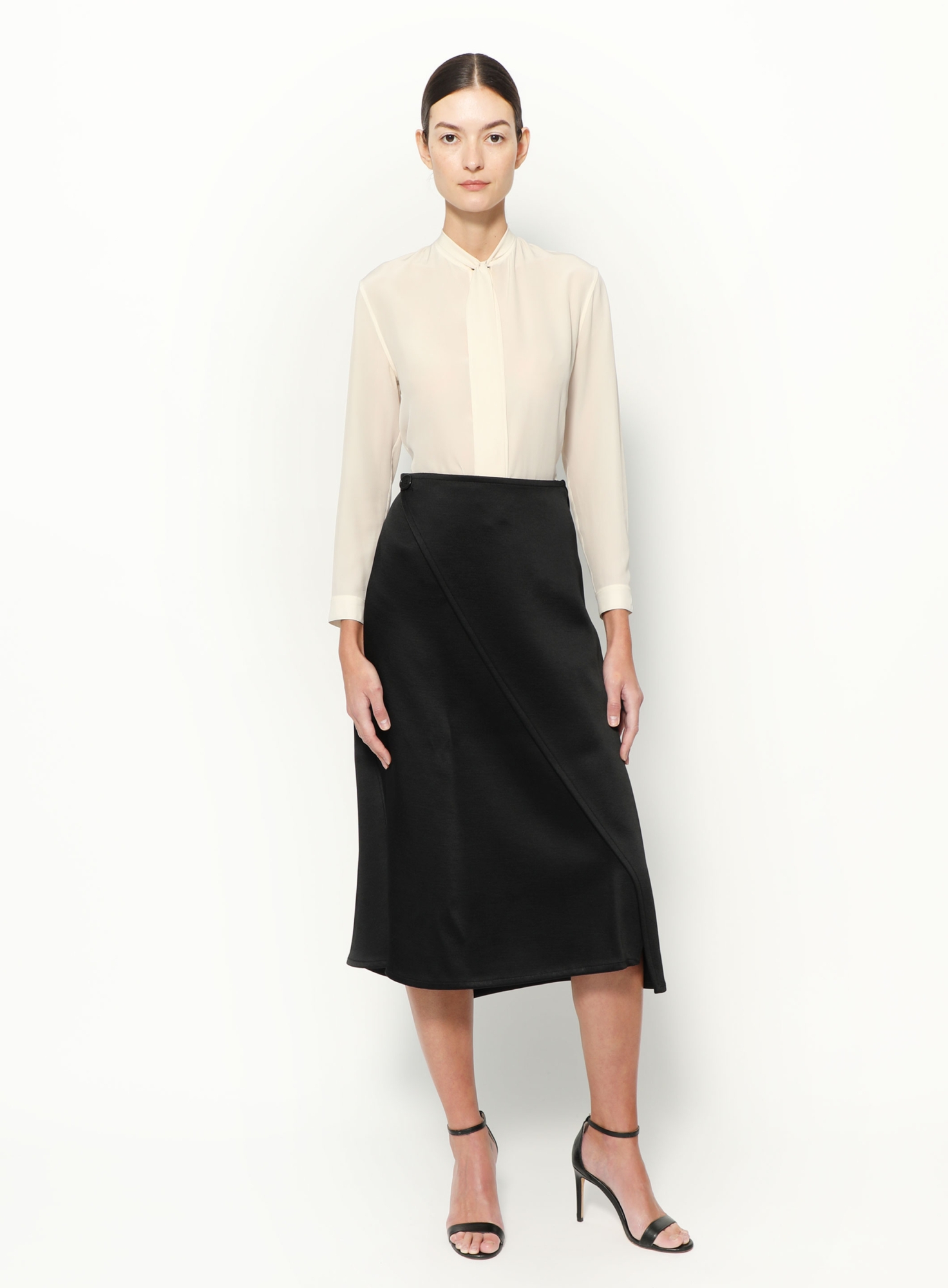 Asymmetrical Satin Wrap Skirt by Phoebe Philo – Fall 2014 - Céline