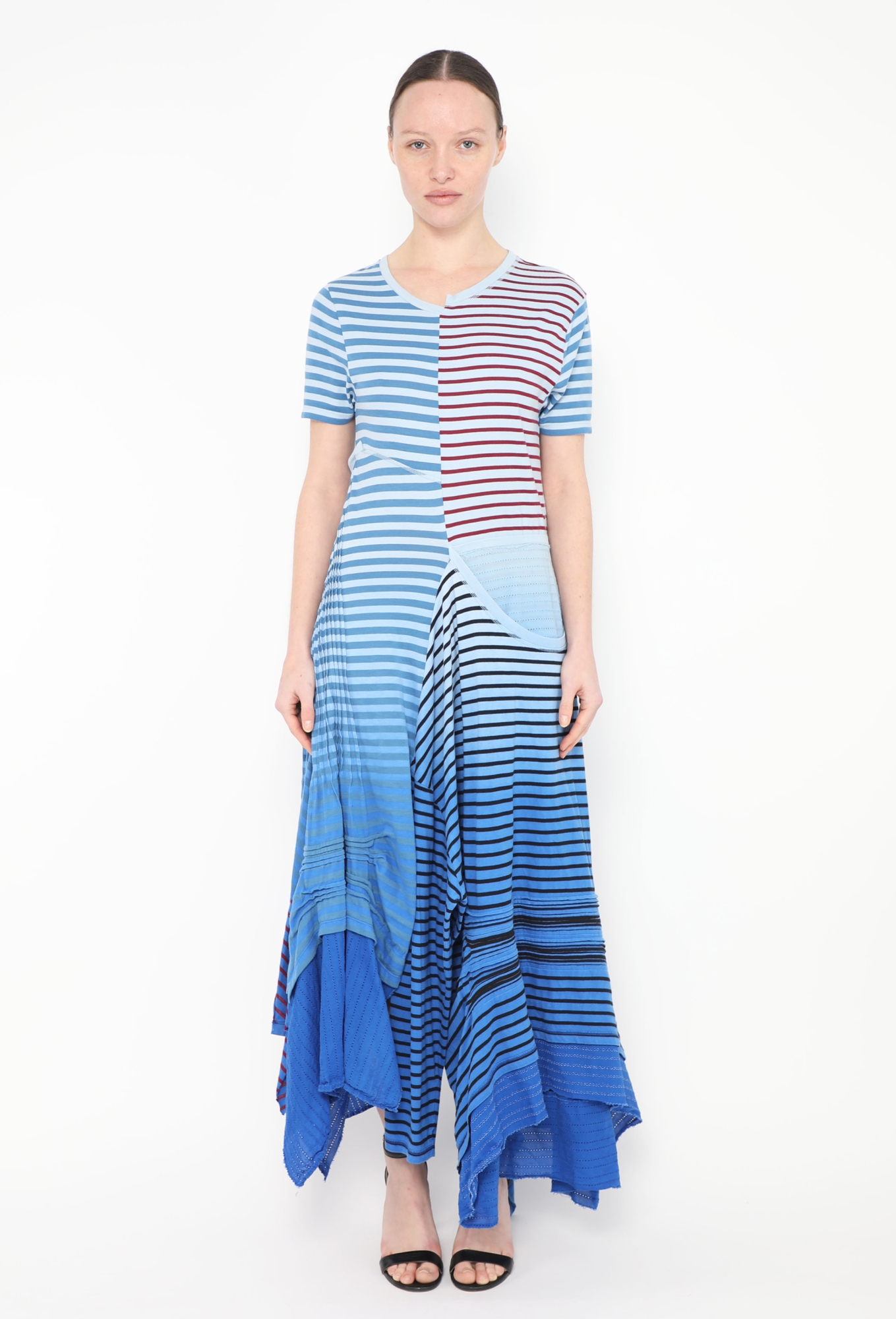 Loewe Women's Asymmetric Stripe Maxi Dress - Blue - Size Medium