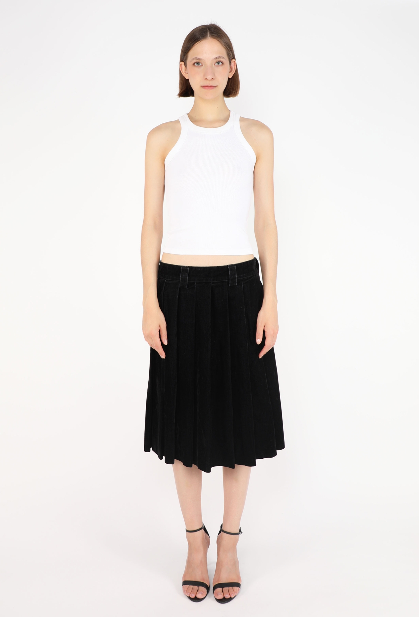 Velvet Logo Pleated Skirt, 2024 - Miu Miu | ReSee
