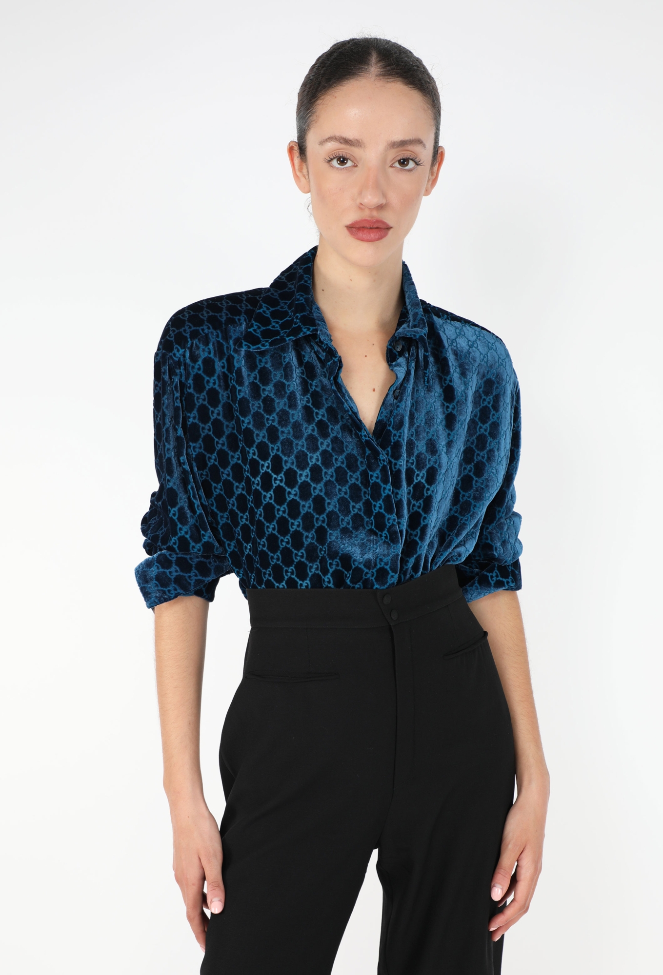 F/W 1997 Velvet Monogram Shirt - Gucci | ReSee F/W 1997 Velvet Monogram Shirt - Gucci | ReSee